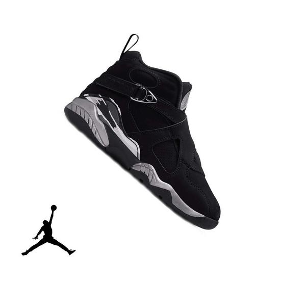 Jordan 8 Retro "Chrome" Preschool Kids' Shoe - BLACK/WHITE/LT GRAPHITE