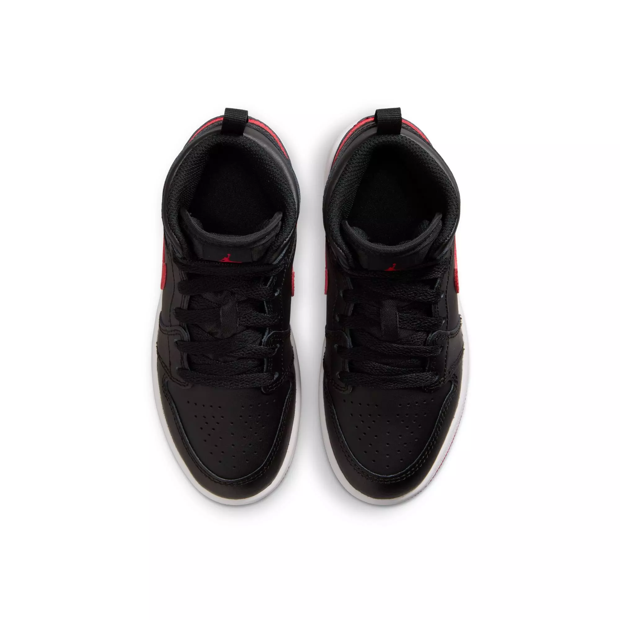 Jordan 1 Mid "Black/University Red/White" Preschool Boys' Shoe - BLACK/RED