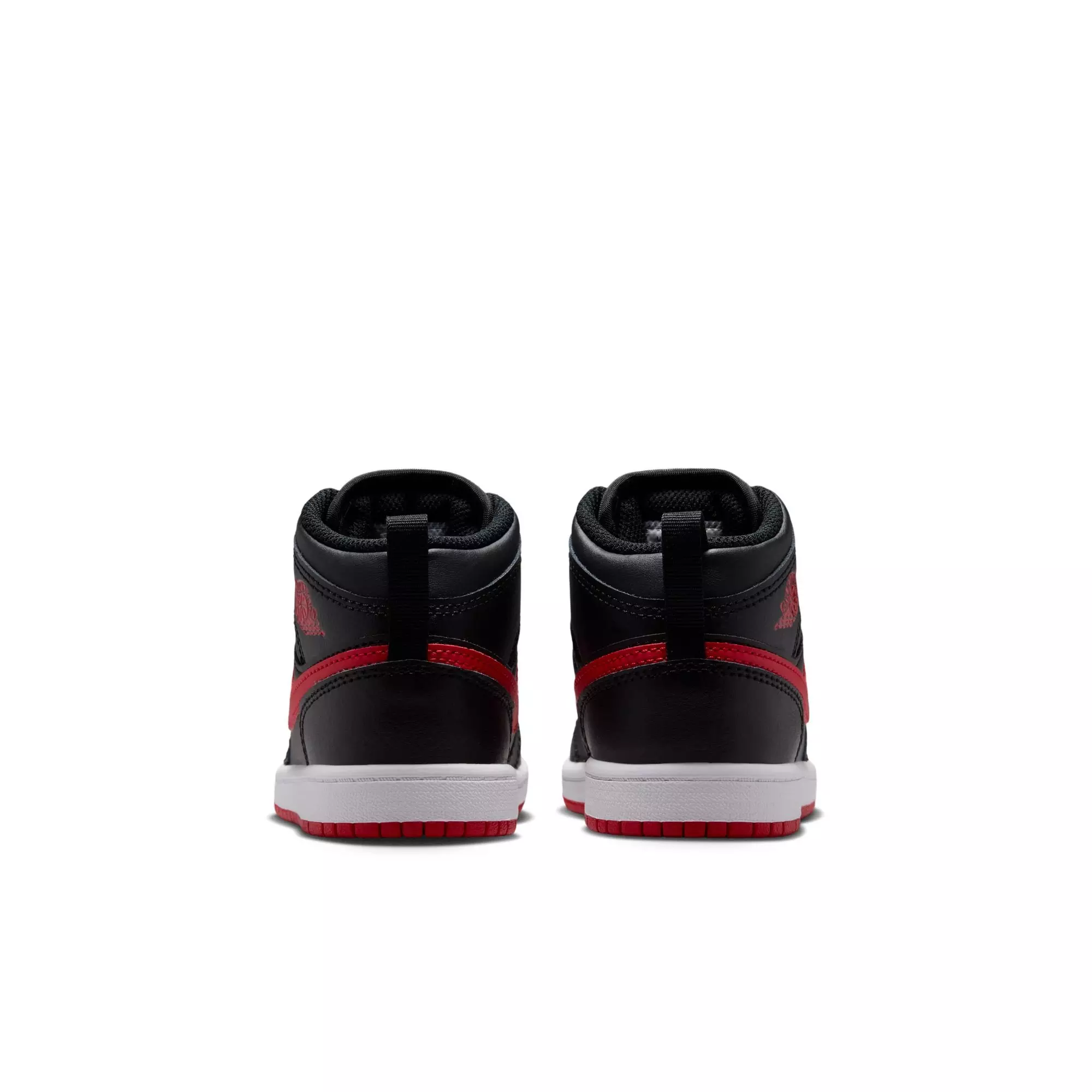 Jordan 1 Mid "Black/University Red/White" Preschool Boys' Shoe - BLACK/RED