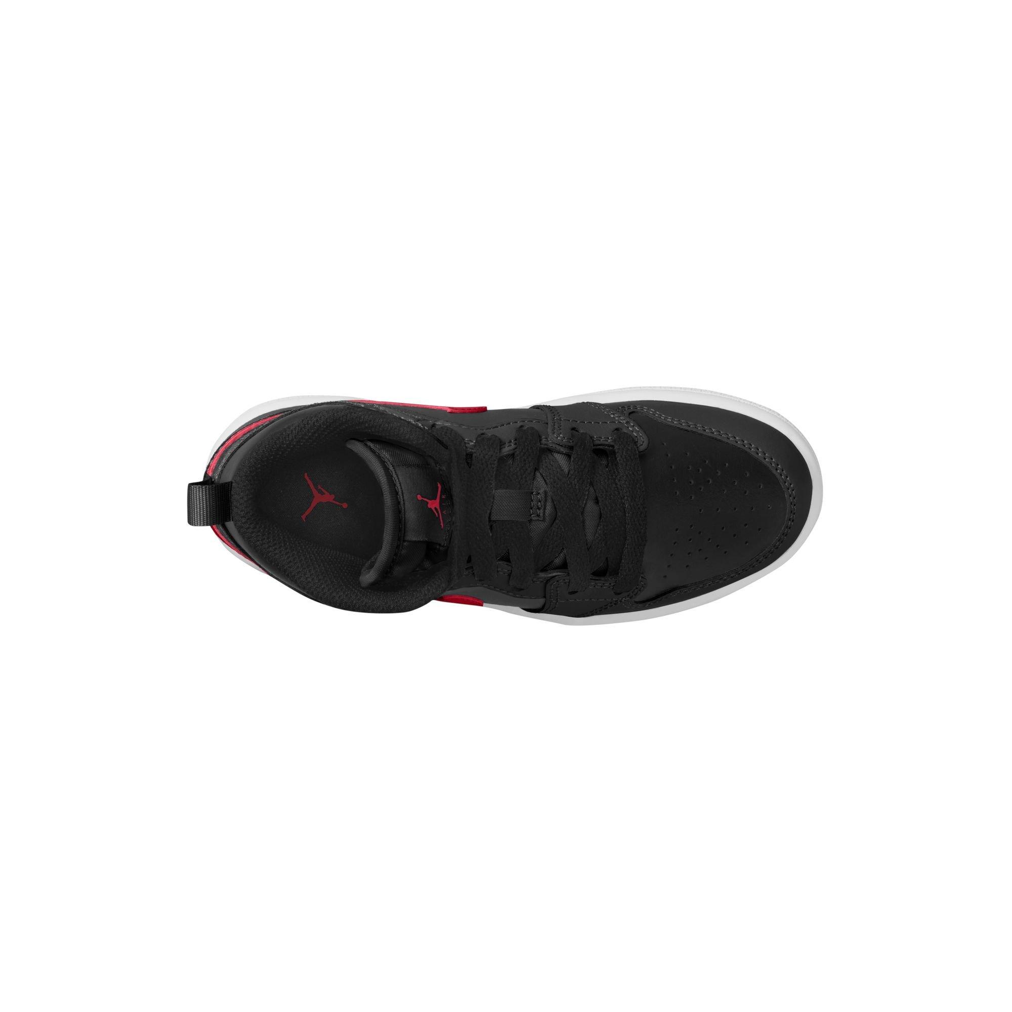 Jordan 1 Mid "Black/University Red/White" Preschool Boys' Shoe - BLACK/RED Thumbnail View 8