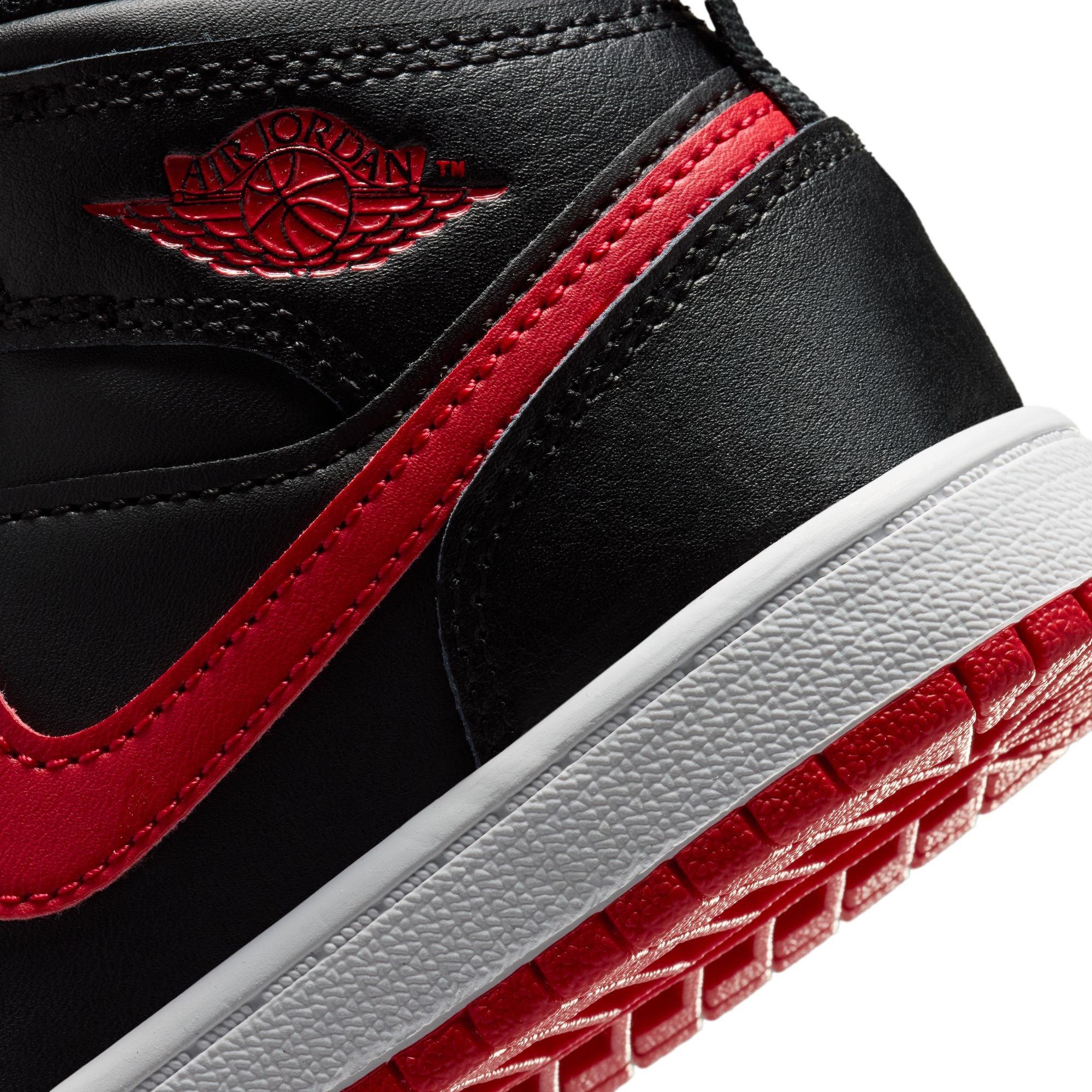 Jordan 1 Mid "Black/University Red/White" Preschool Boys' Shoe - BLACK/RED Thumbnail View 11