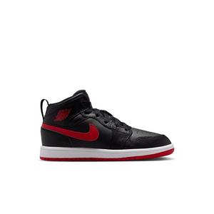 Jordan 1 Mid "Black/University Red/White" Preschool Boys' Shoe