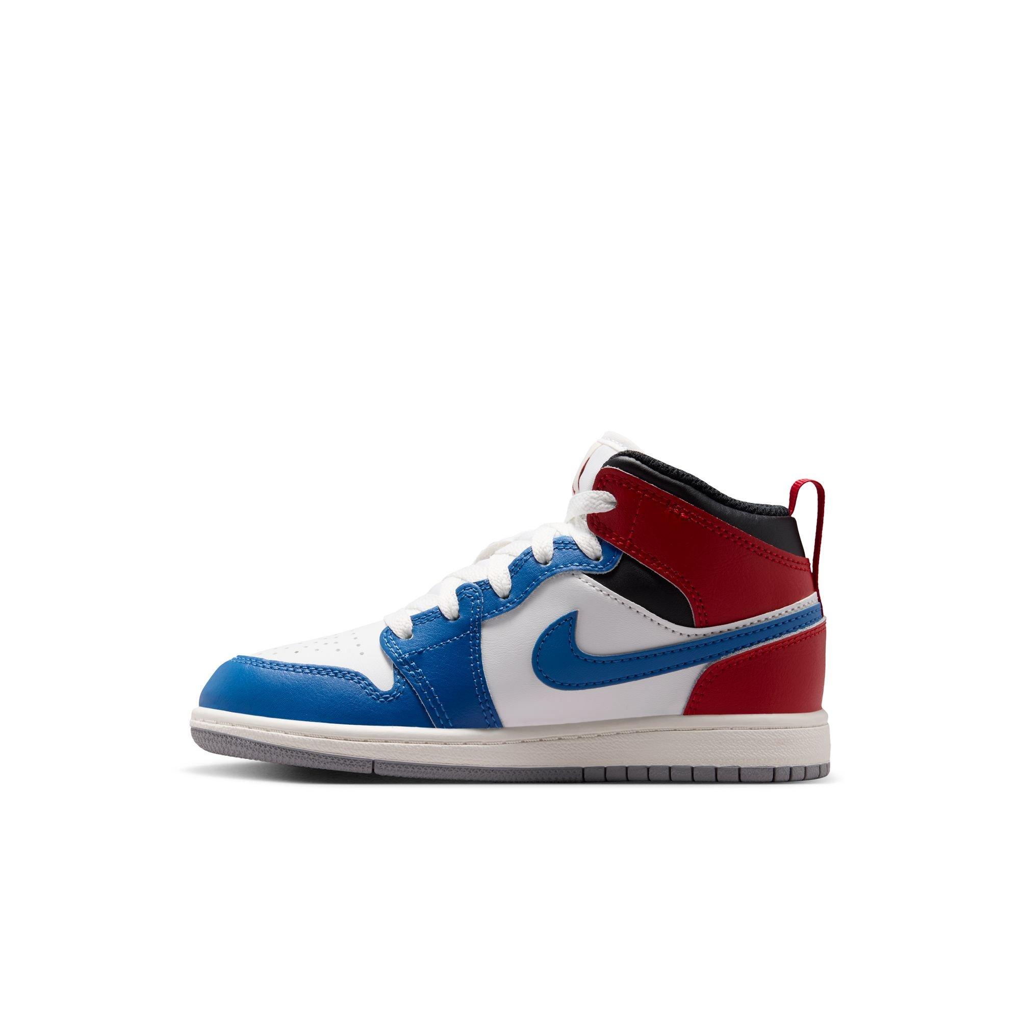 Jordan 1 Mid "True Blue/Summit White/Varsity Red/Black" Preschool Boys' Shoe - TRUE BLUE/SUMMIT WHITE/VARSITY RED/BLACK Thumbnail View 4
