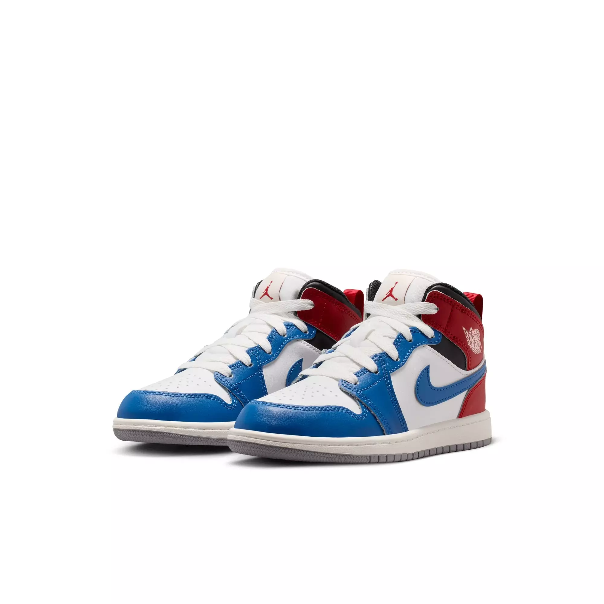 Jordan 1 Mid "True Blue/Summit White/Varsity Red/Black" Preschool Boys' Shoe - TRUE BLUE/SUMMIT WHITE/VARSITY RED/BLACK