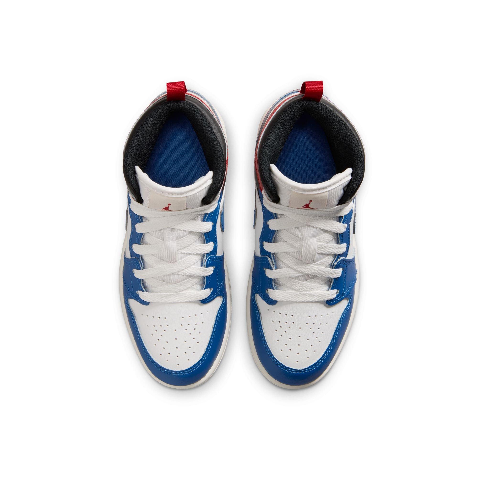 Jordan 1 Mid "True Blue/Summit White/Varsity Red/Black" Preschool Boys' Shoe - TRUE BLUE/SUMMIT WHITE/VARSITY RED/BLACK Thumbnail View 6