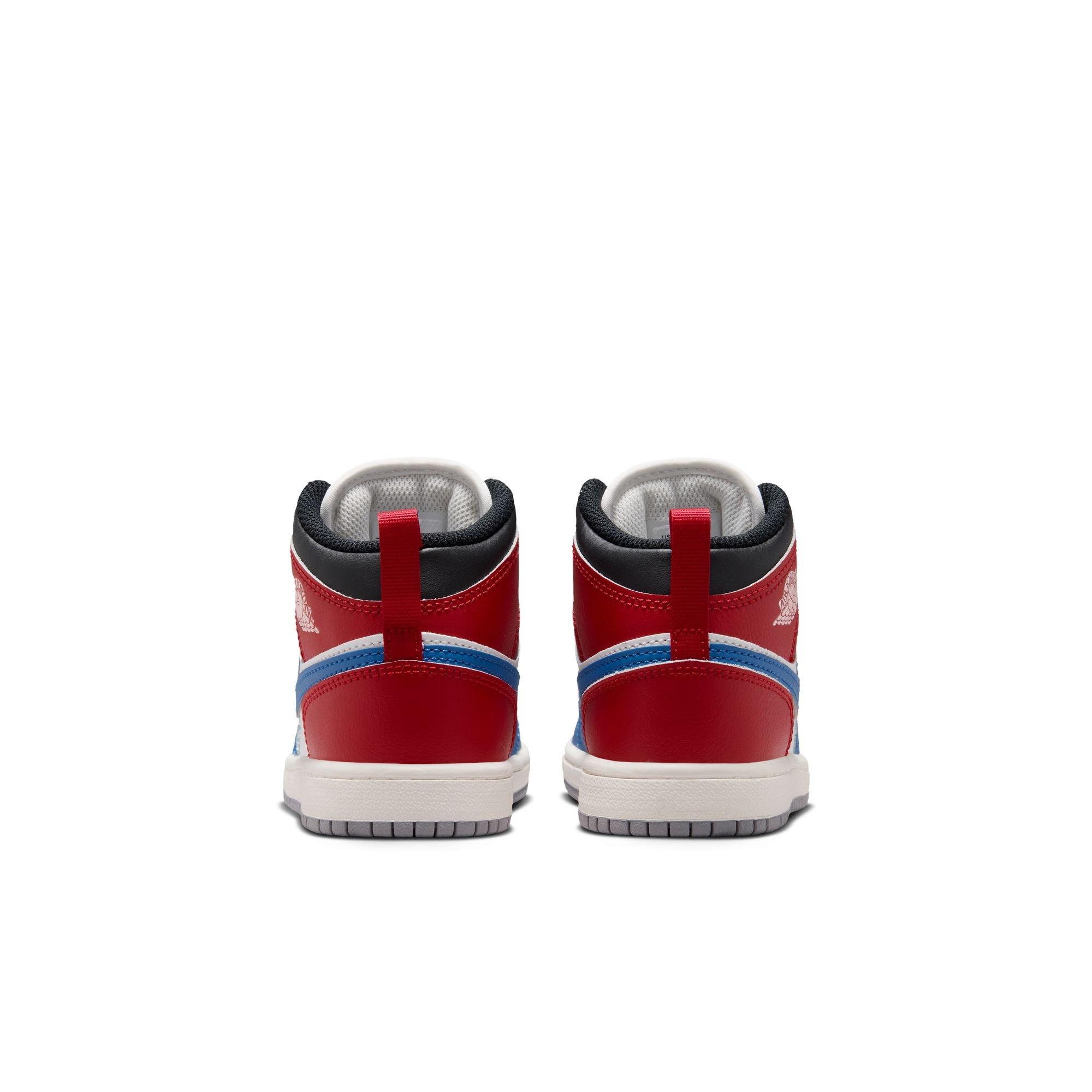 Jordan 1 Mid "True Blue/Summit White/Varsity Red/Black" Preschool Boys' Shoe - TRUE BLUE/SUMMIT WHITE/VARSITY RED/BLACK Thumbnail View 7