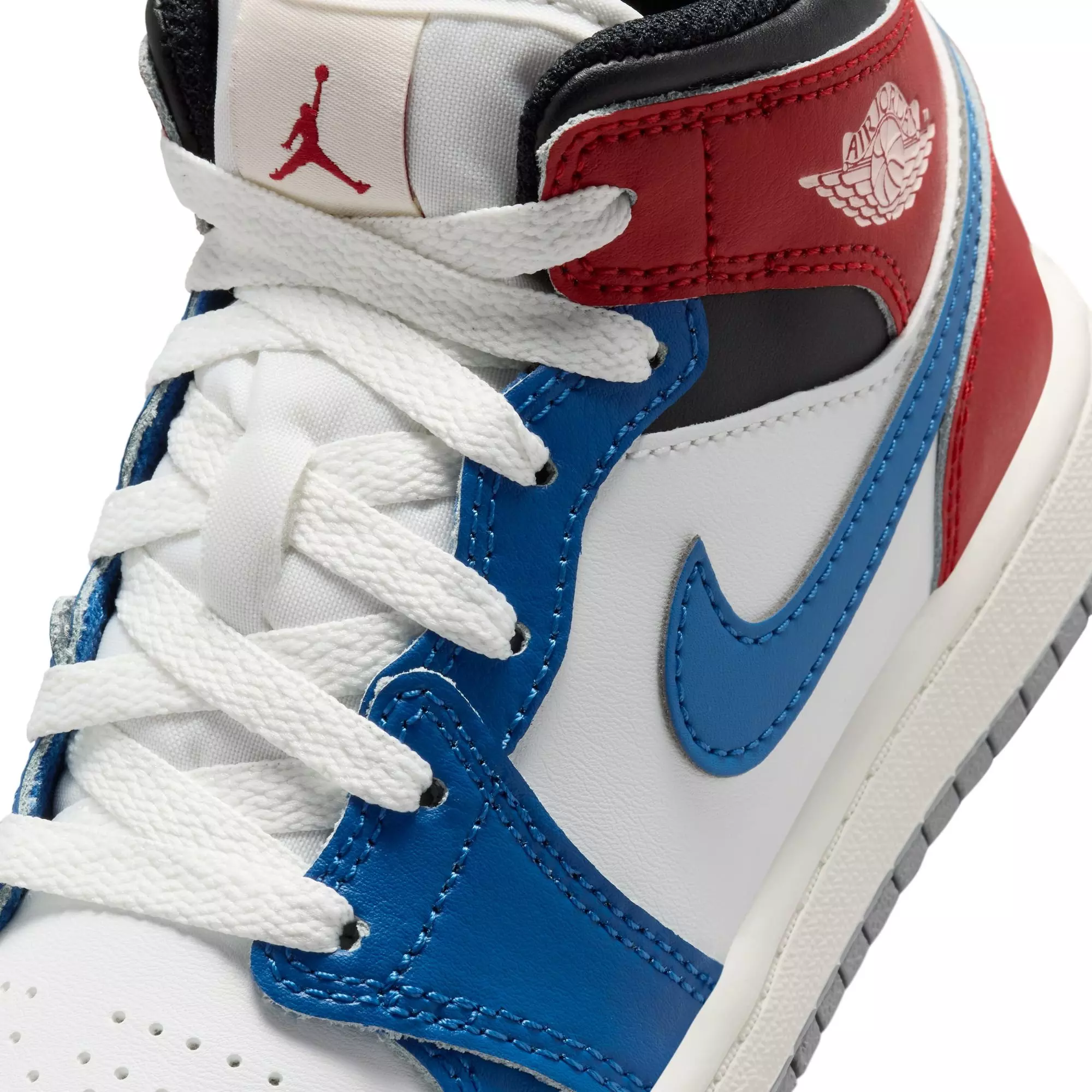 Jordan 1 Mid "True Blue/Summit White/Varsity Red/Black" Preschool Boys' Shoe - TRUE BLUE/SUMMIT WHITE/VARSITY RED/BLACK
