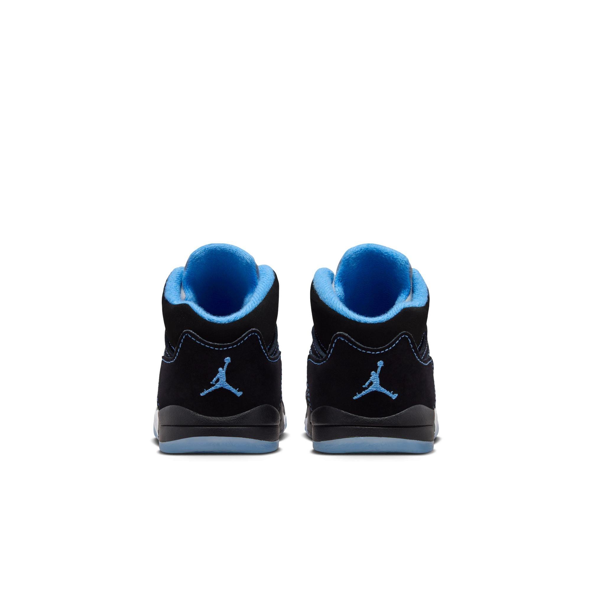 Jordan 5 Retro "Black Carolina" Toddler Kids' Shoe - BLACK/UNIVERSITY BLUE/WHITE Thumbnail View 9