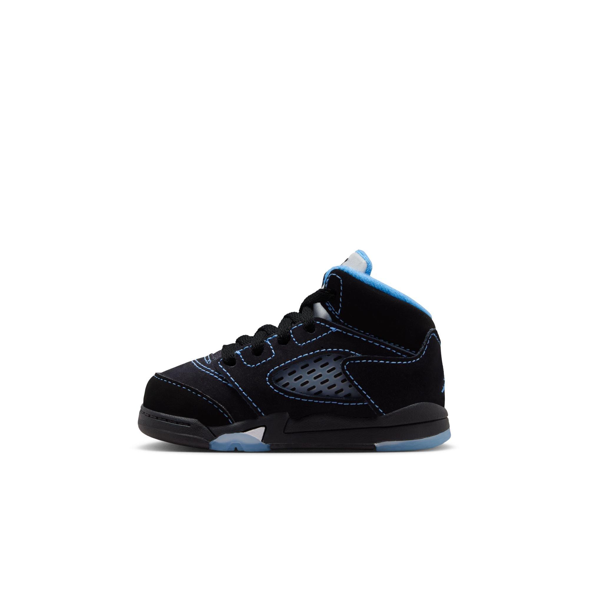 Jordan 5 Retro "Black Carolina" Toddler Kids' Shoe - BLACK/UNIVERSITY BLUE/WHITE Thumbnail View 8