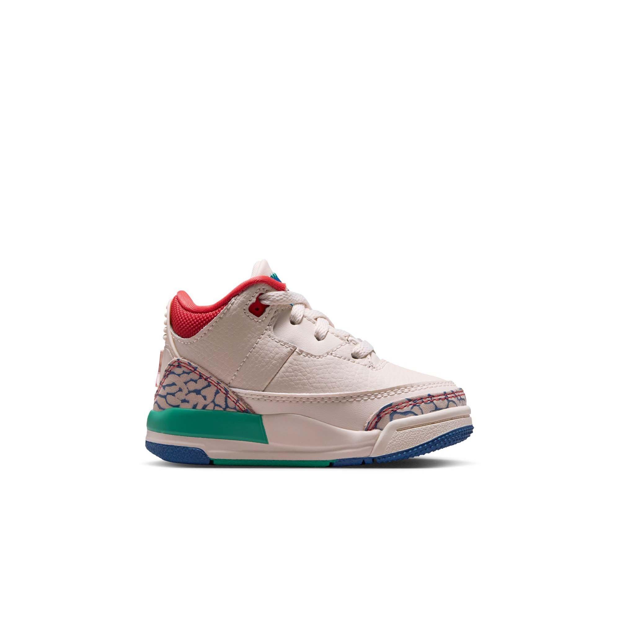 Jordan Retro 3 "Chalk and True Blue" Toddler Kids' Shoe - CHALK/TRACK RED/TRUE BLUE/KINETIC GREEN