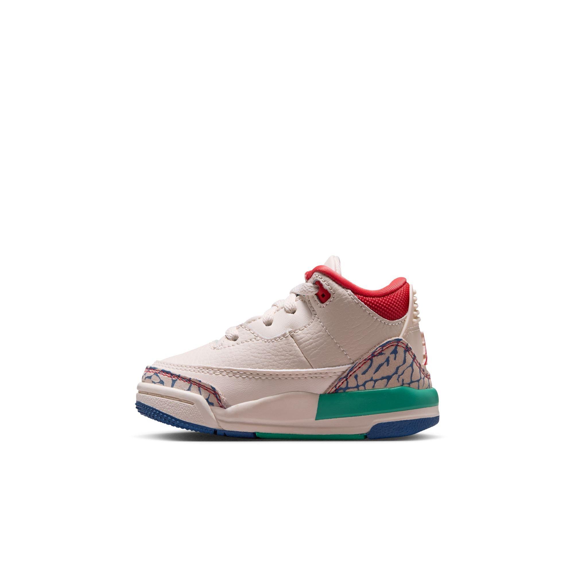Jordan Retro 3 "Chalk and True Blue" Toddler Kids' Shoe - CHALK/TRACK RED/TRUE BLUE/KINETIC GREEN