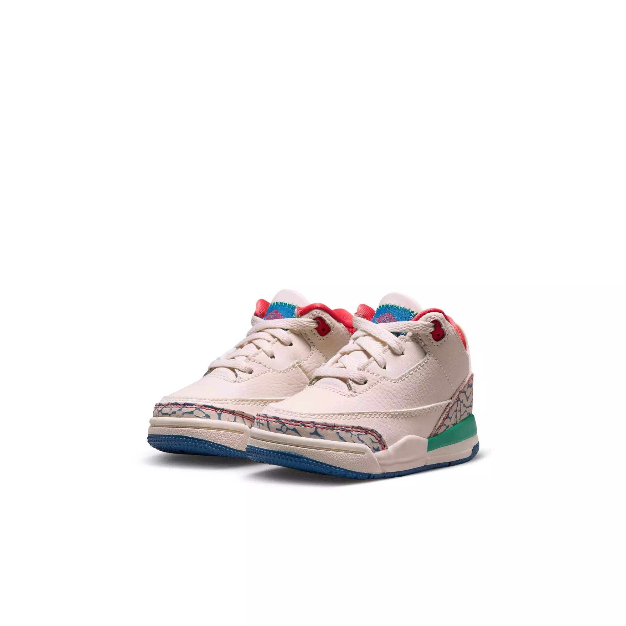 Jordan Retro 3 "Chalk and True Blue" Toddler Kids' Shoe - CHALK/TRACK RED/TRUE BLUE/KINETIC GREEN