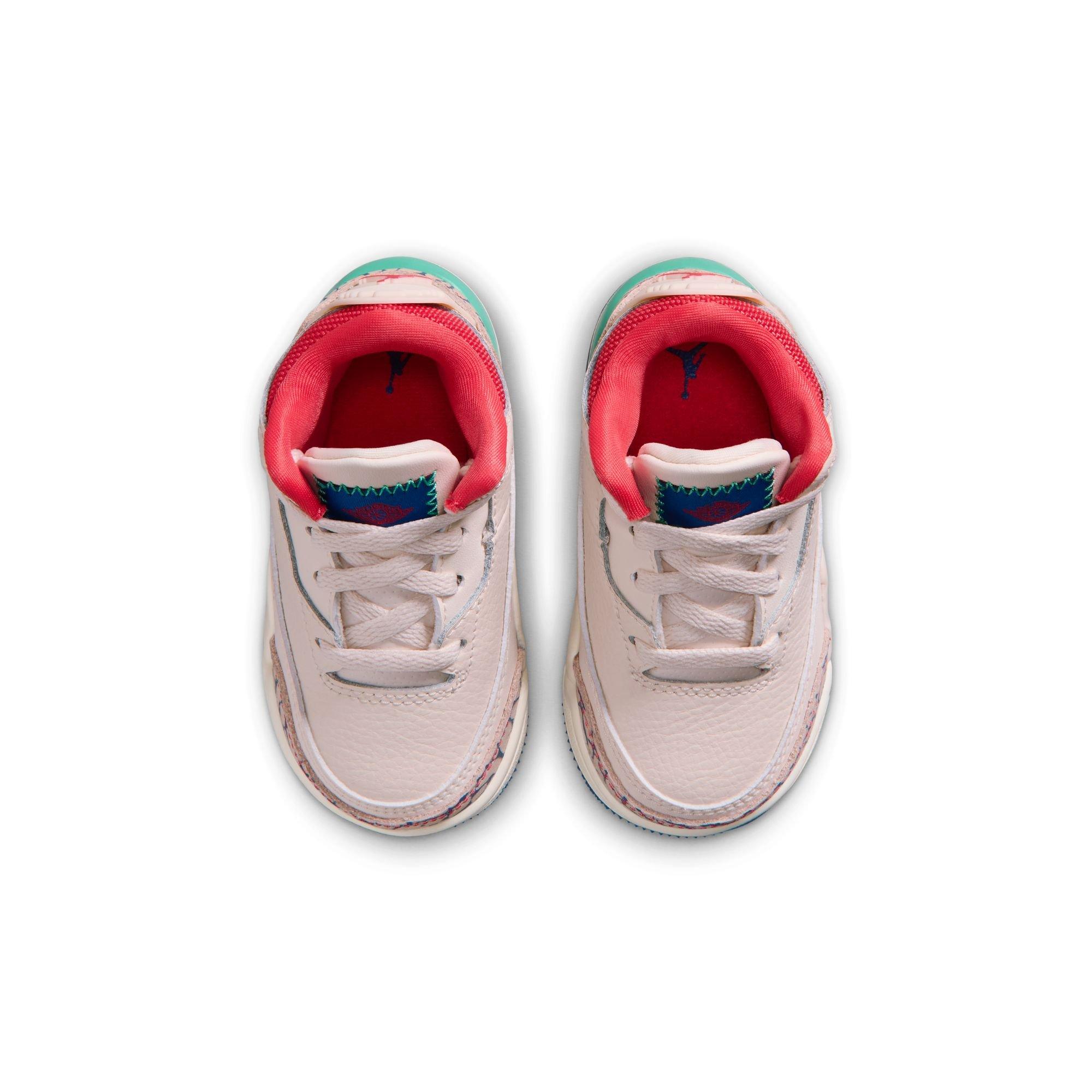 Jordan Retro 3 "Chalk and True Blue" Toddler Kids' Shoe - CHALK/TRACK RED/TRUE BLUE/KINETIC GREEN