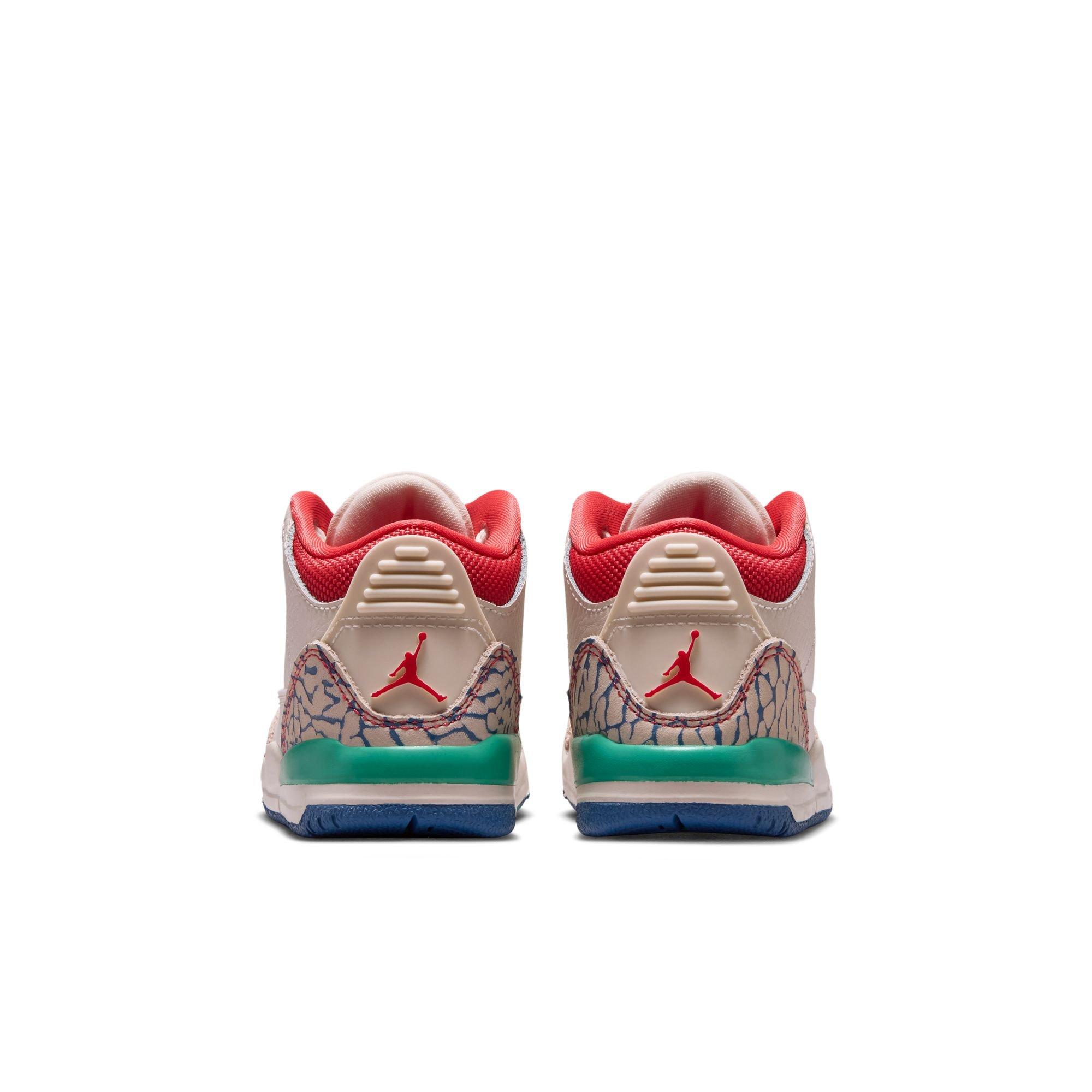 Jordan Retro 3 "Chalk and True Blue" Toddler Kids' Shoe - CHALK/TRACK RED/TRUE BLUE/KINETIC GREEN