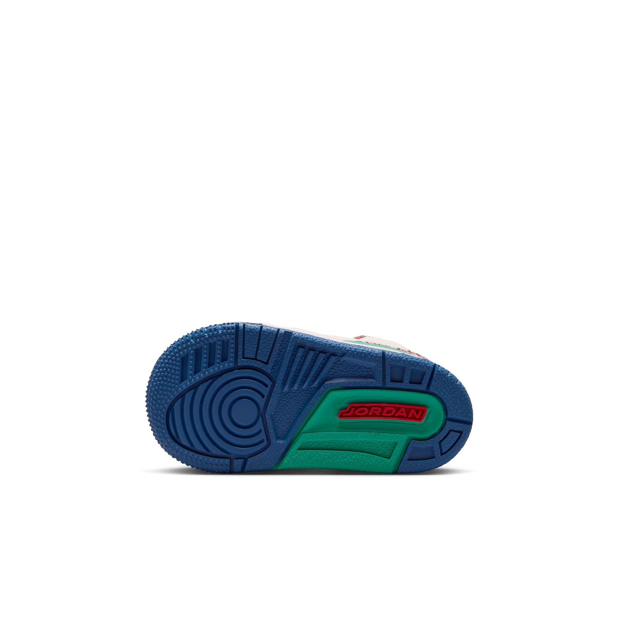 Jordan Retro 3 "Chalk and True Blue" Toddler Kids' Shoe - CHALK/TRACK RED/TRUE BLUE/KINETIC GREEN