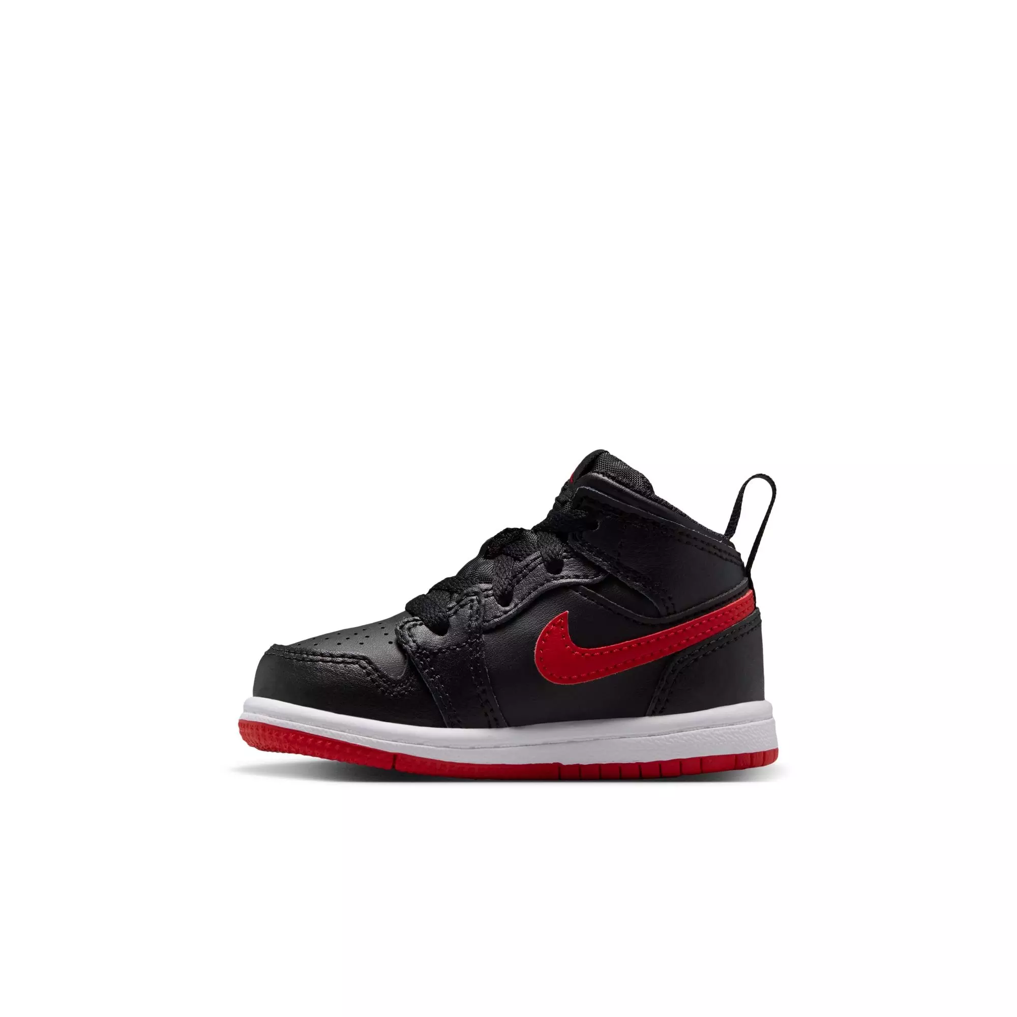Jordan 1 Mid "Black/University Red/White" Toddler Boys' Shoe - BLACK/RED
