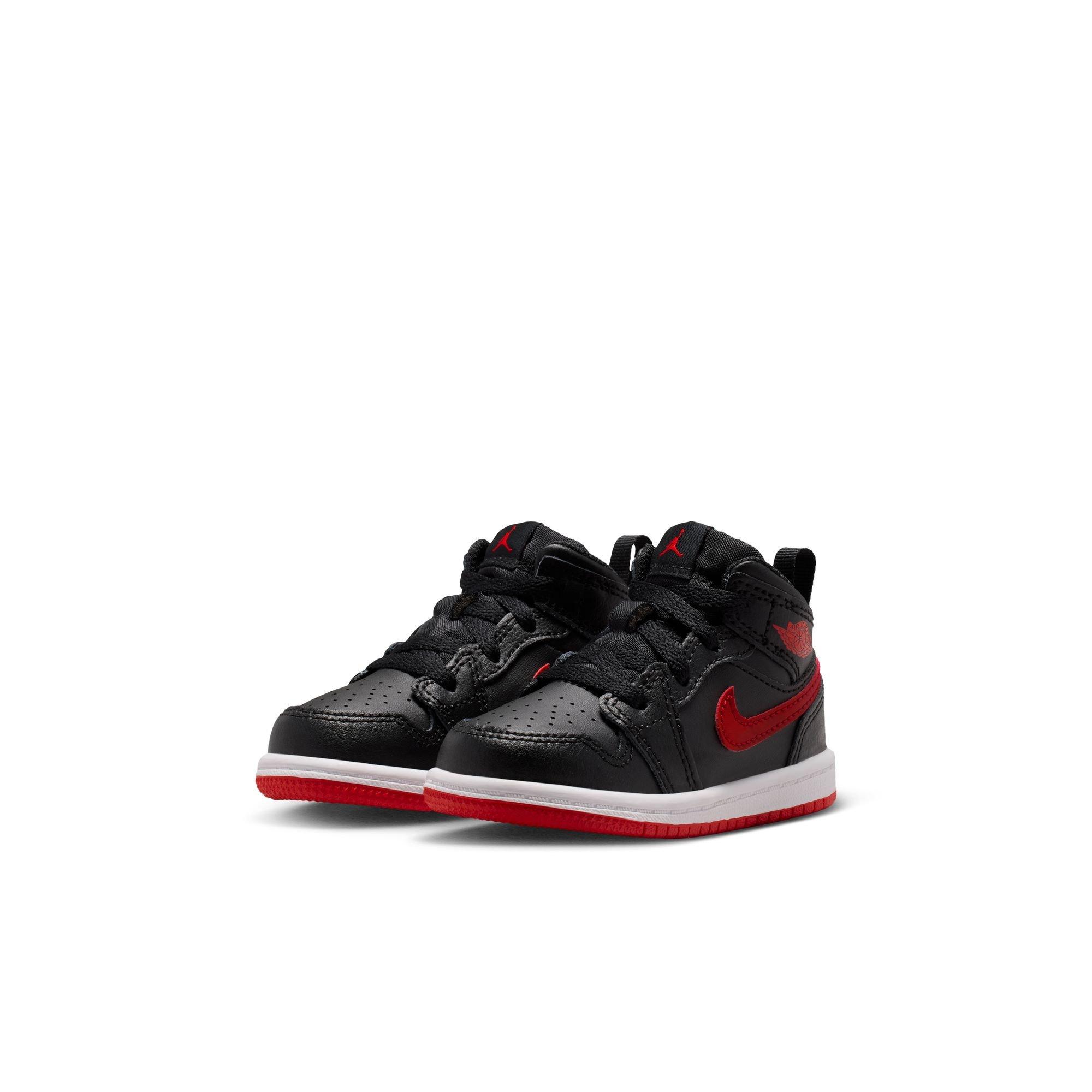 Jordan 1 Mid "Black/University Red/White" Toddler Boys' Shoe - BLACK/RED Thumbnail View 5
