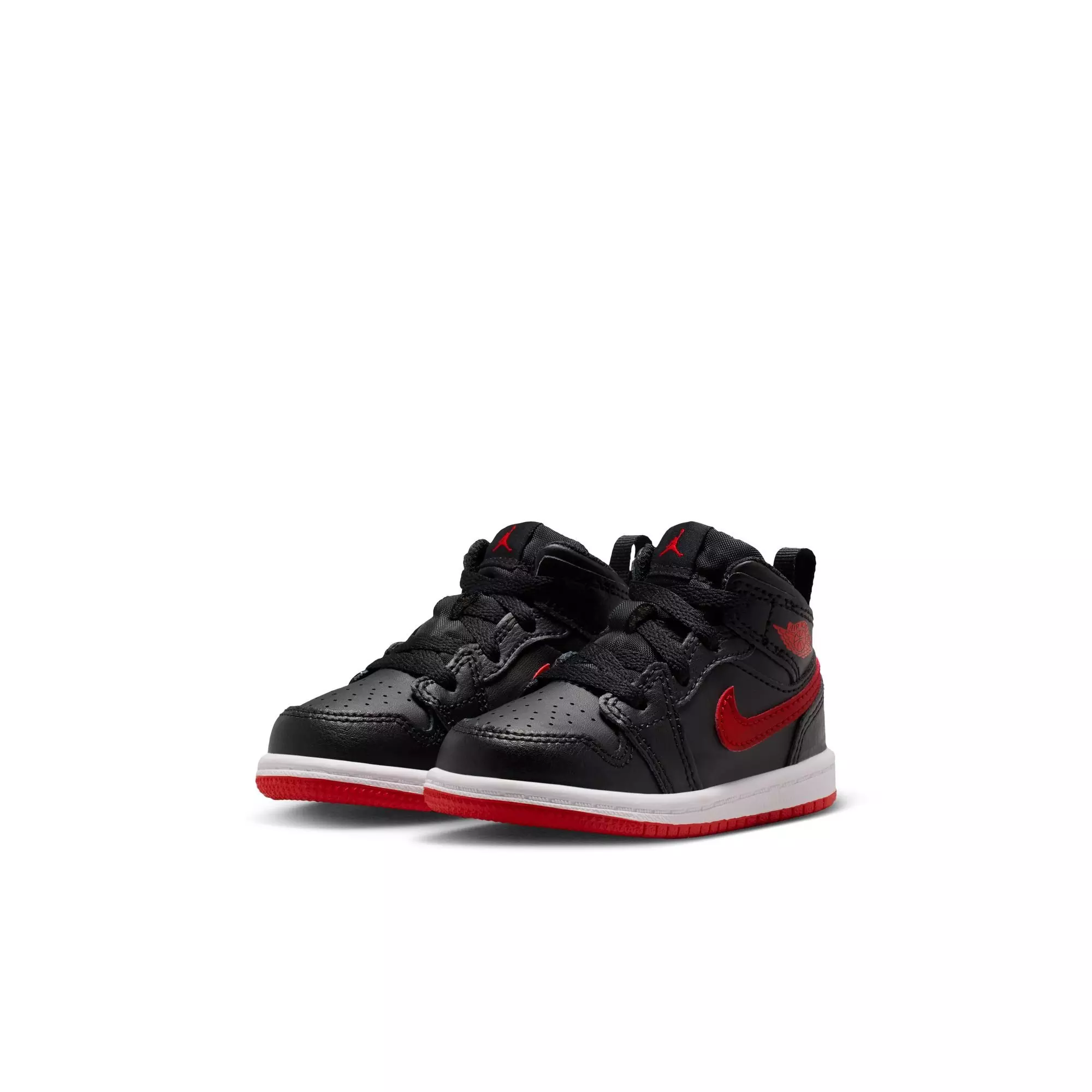 Jordan 1 Mid "Black/University Red/White" Toddler Boys' Shoe - BLACK/RED