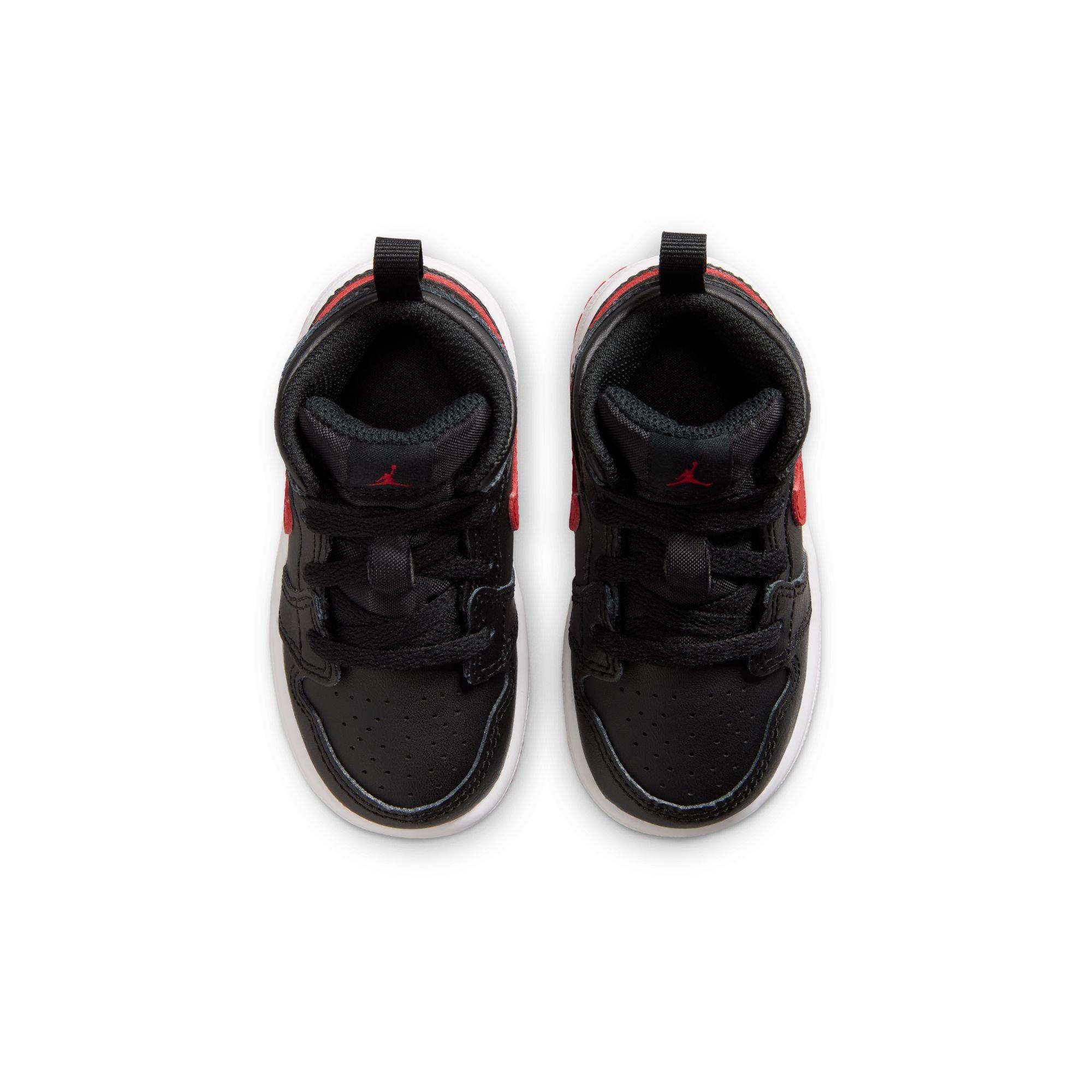 Jordan 1 Mid "Black/University Red/White" Toddler Boys' Shoe - BLACK/RED Thumbnail View 6