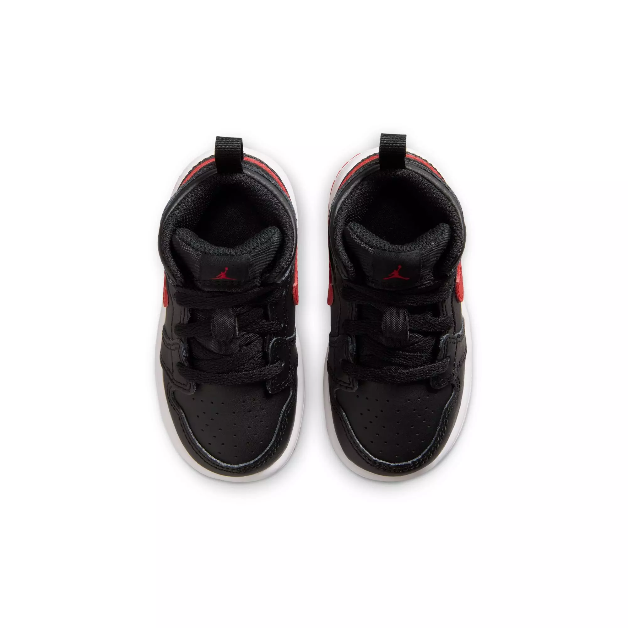 Jordan 1 Mid "Black/University Red/White" Toddler Boys' Shoe - BLACK/RED