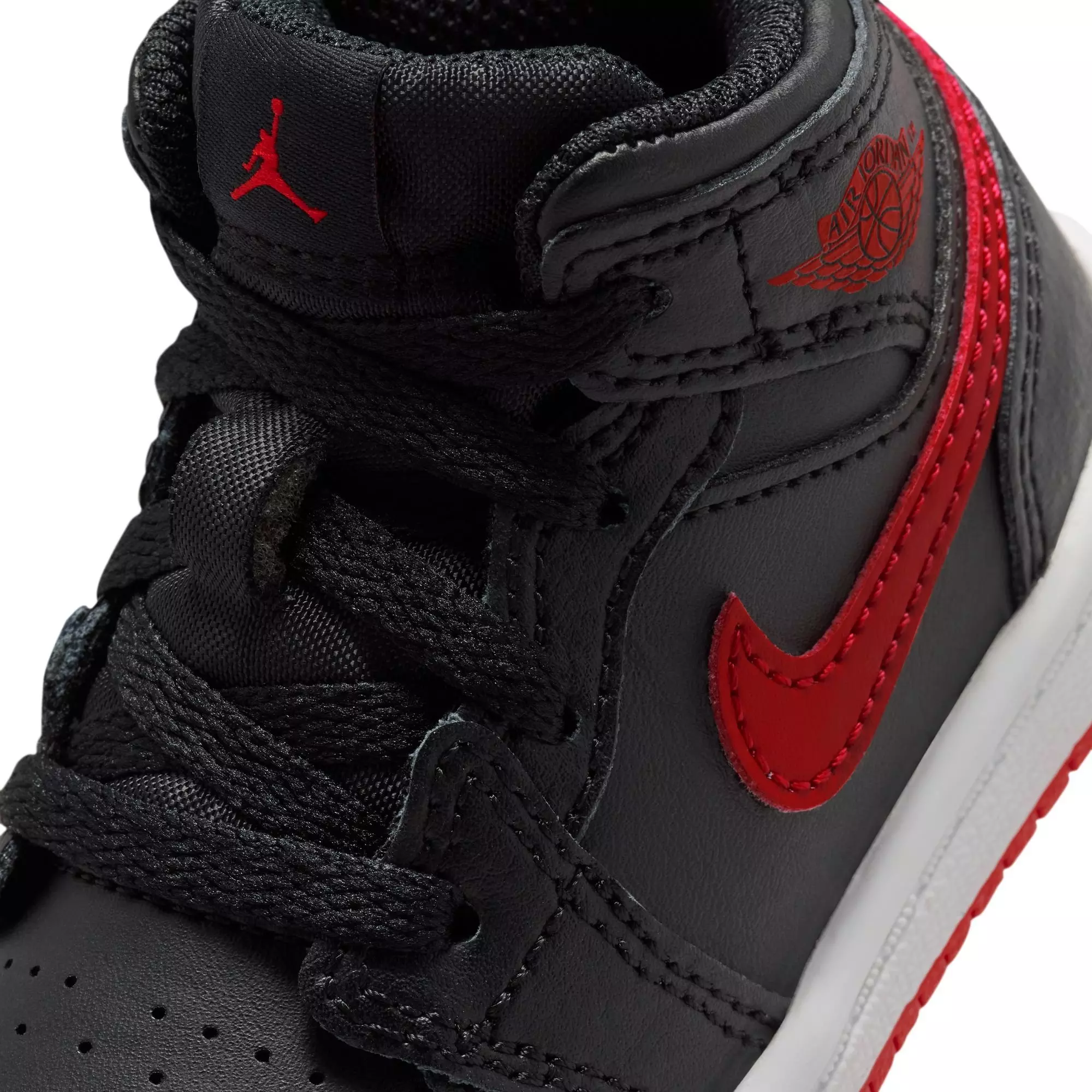 Jordan 1 Mid "Black/University Red/White" Toddler Boys' Shoe - BLACK/RED