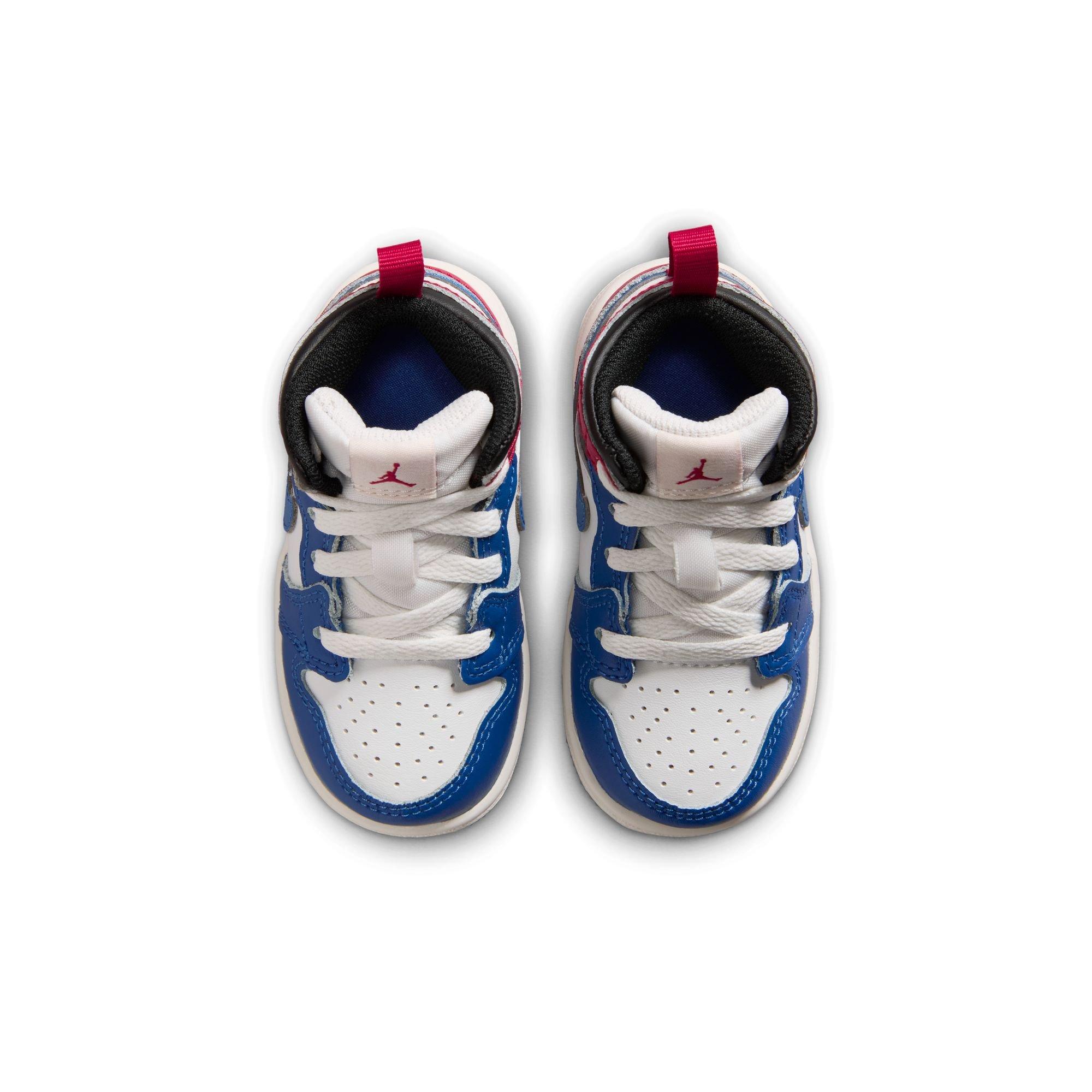 Jordan 1 Mid "True Blue/Summit White/Varsity Red/Black" Toddler Boys' Shoe - BLACK/RED/BLUE Thumbnail View 6