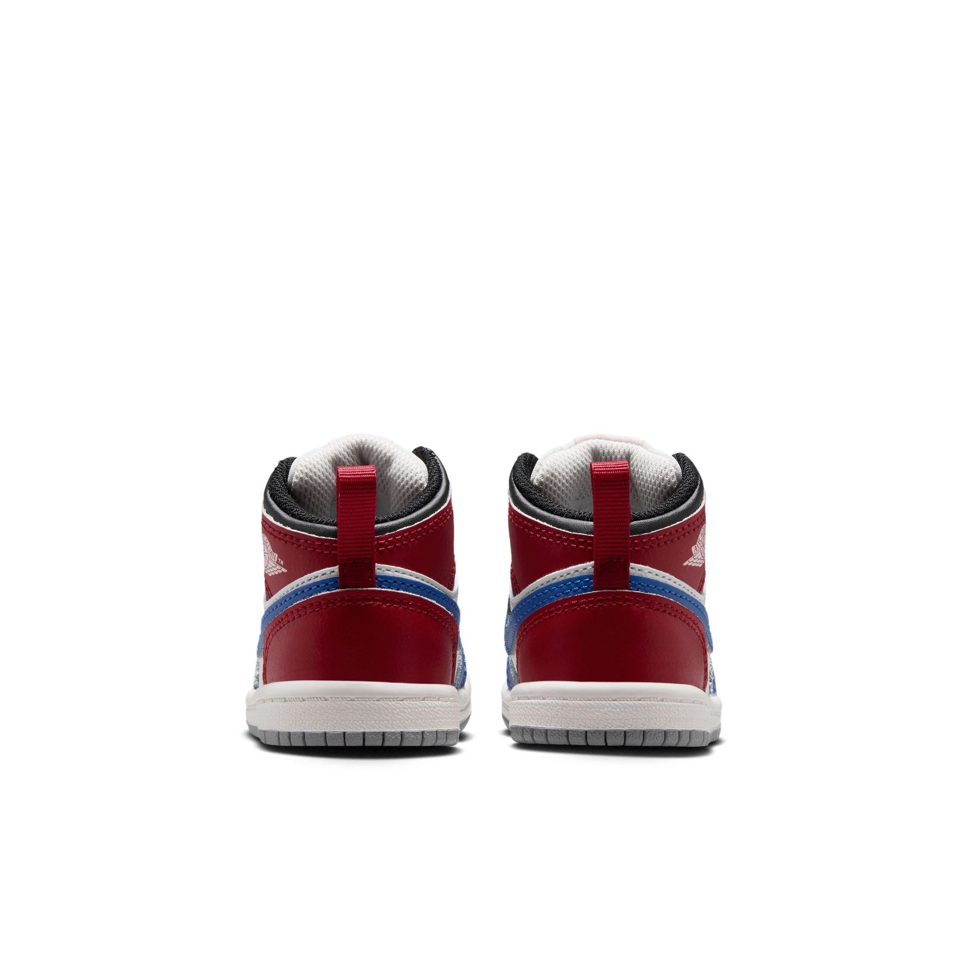 Jordan 1 Mid "True Blue/Summit White/Varsity Red/Black" Toddler Boys' Shoe - BLACK/RED/BLUE Thumbnail View 7