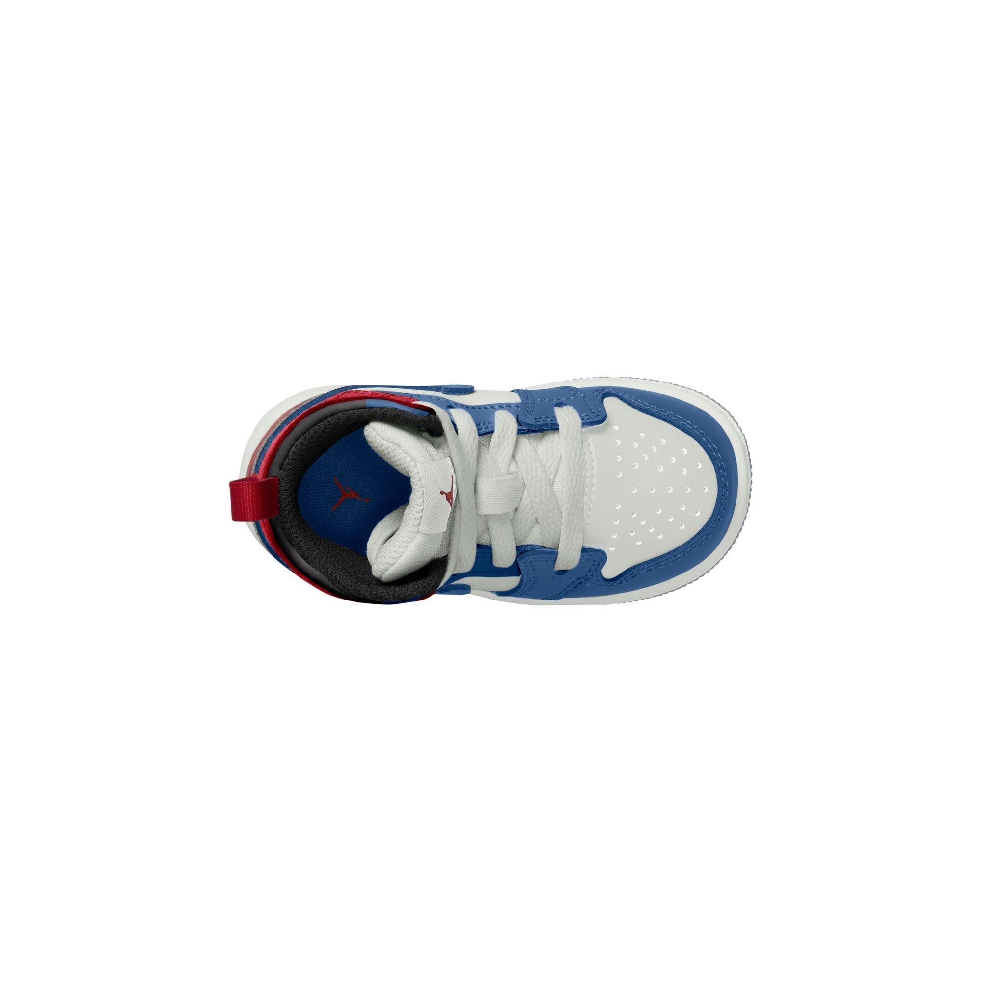 Jordan 1 Mid "True Blue/Summit White/Varsity Red/Black" Toddler Boys' Shoe - BLACK/RED/BLUE Thumbnail View 8