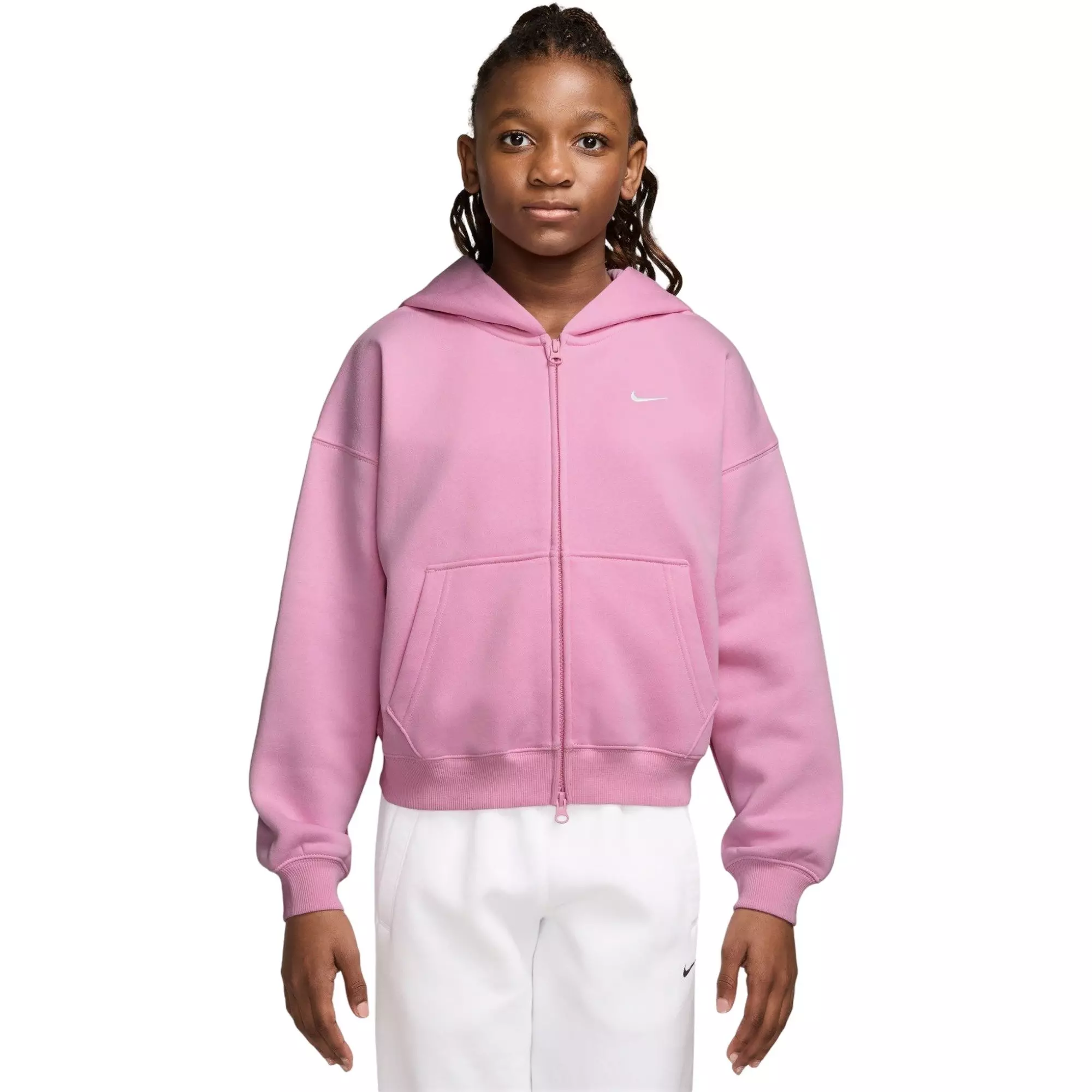 Nike Big Girls' Sportswear Studio Oversized Fleece Full-Zip Jacket - PINK