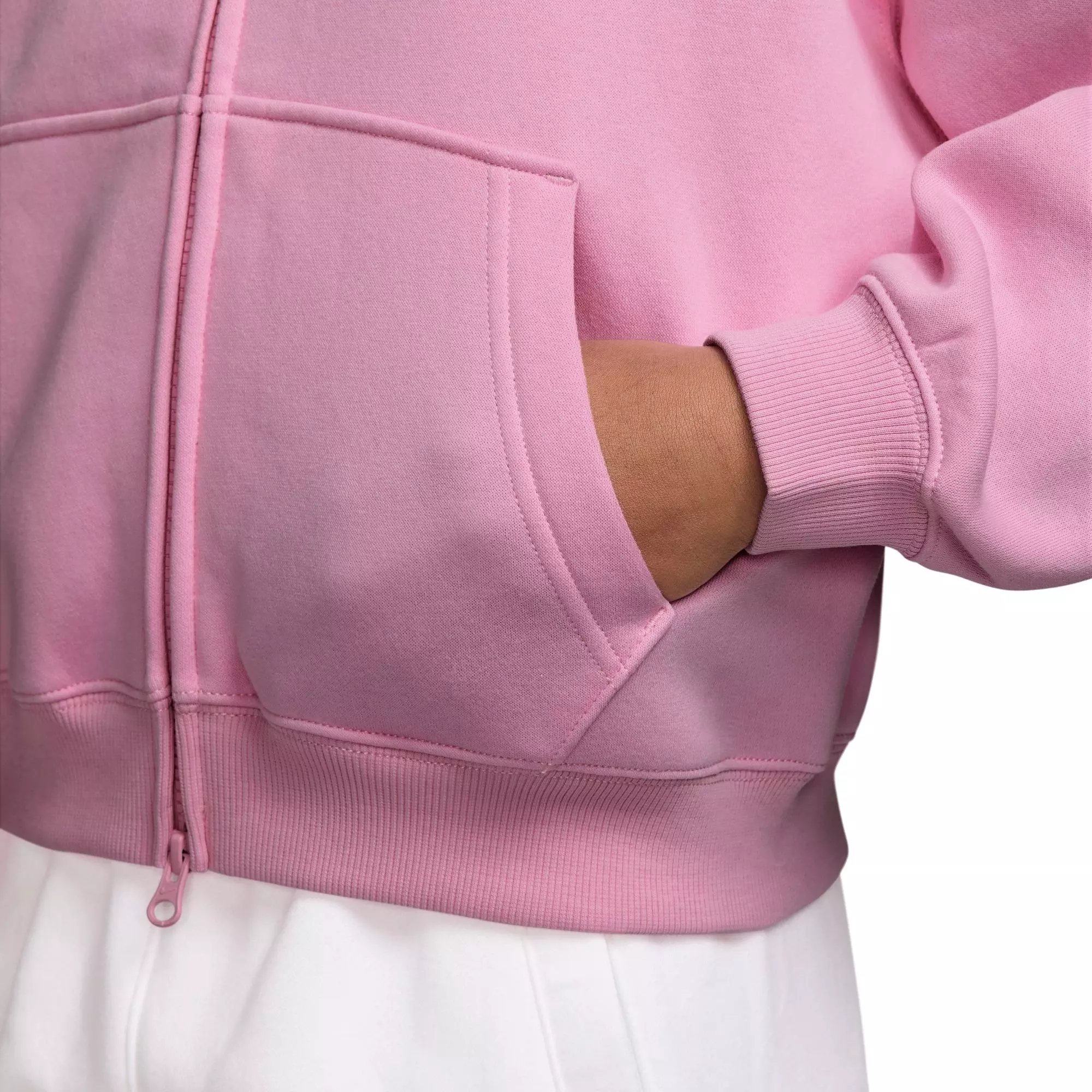 Nike Big Girls' Sportswear Studio Oversized Fleece Full-Zip Jacket - PINK