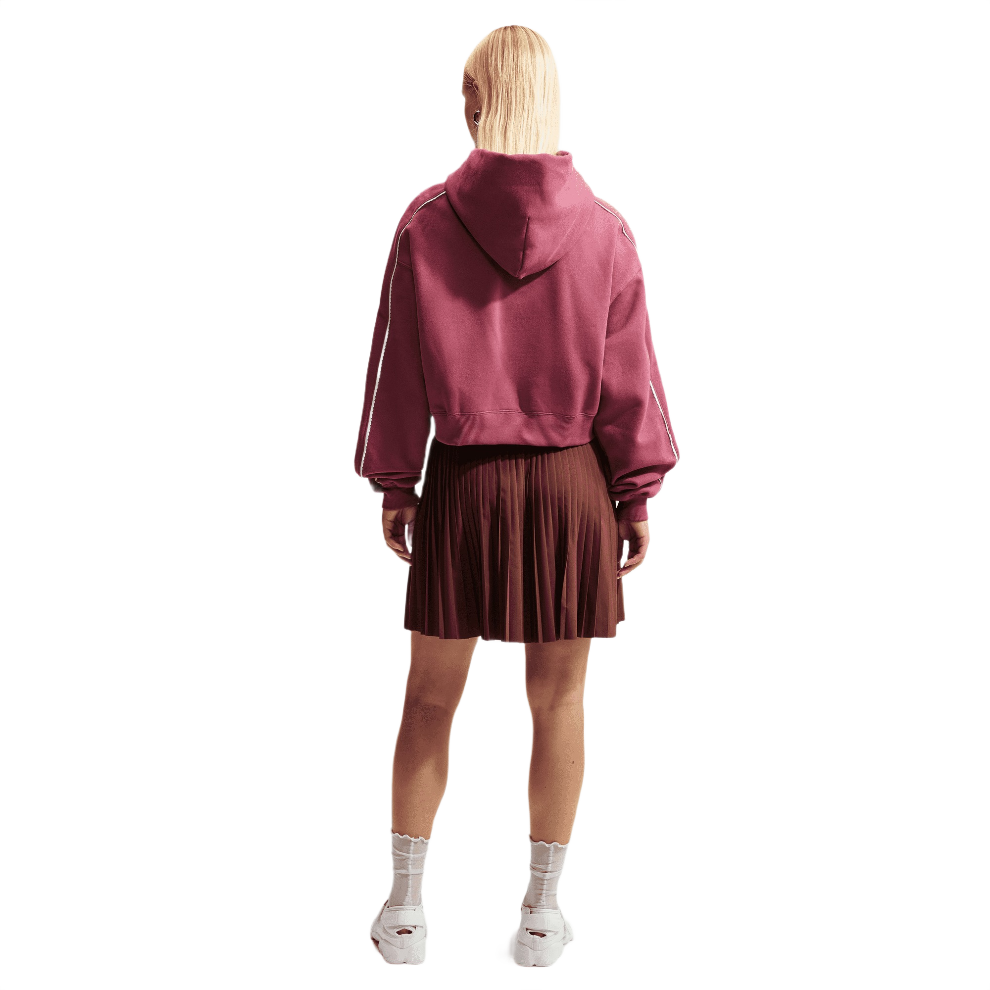 Nike Women's Studio Fleece Medium Weight Cropped Pullover Hoodie - PINK