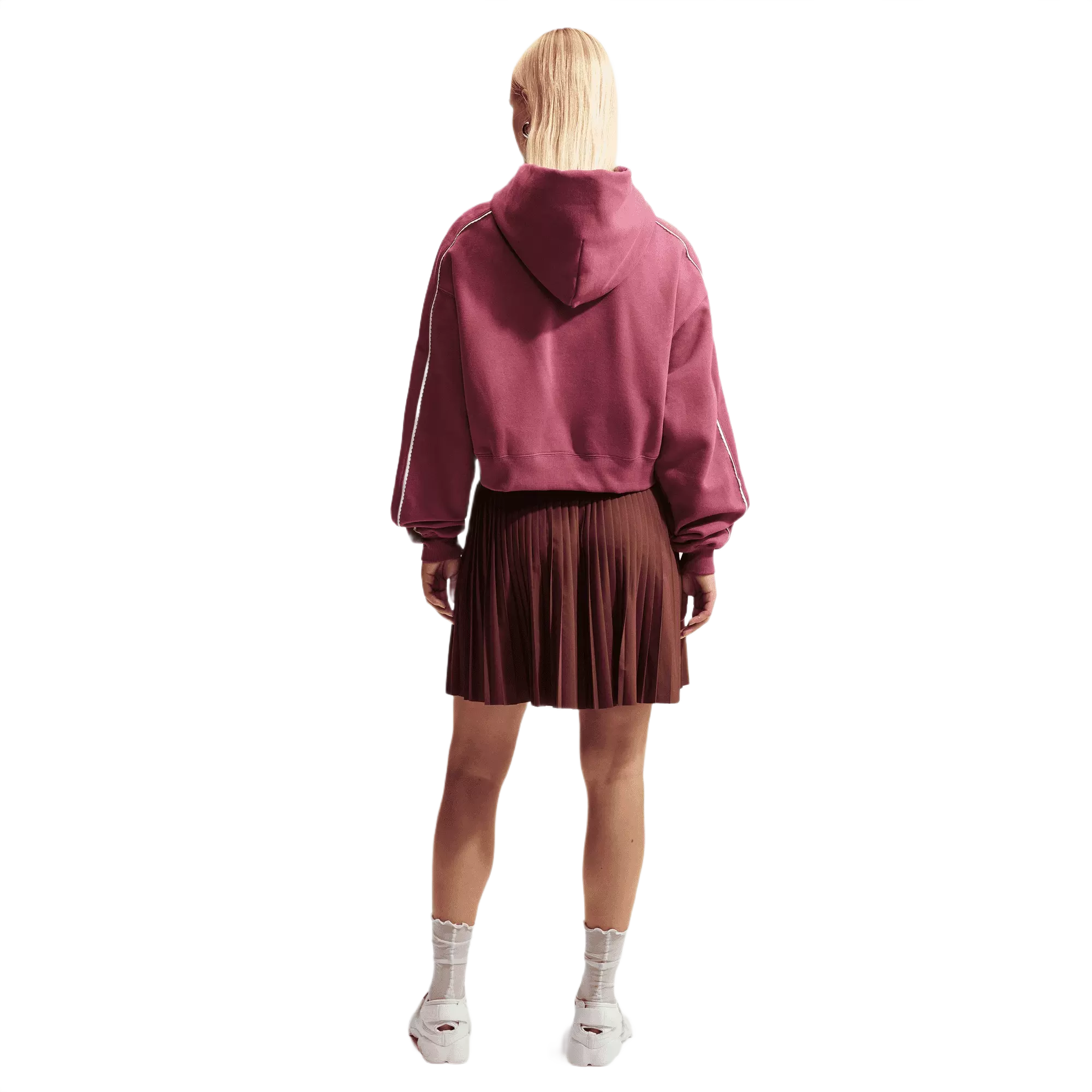 Nike Women's Studio Fleece Medium Weight Cropped Pullover Hoodie - PINK