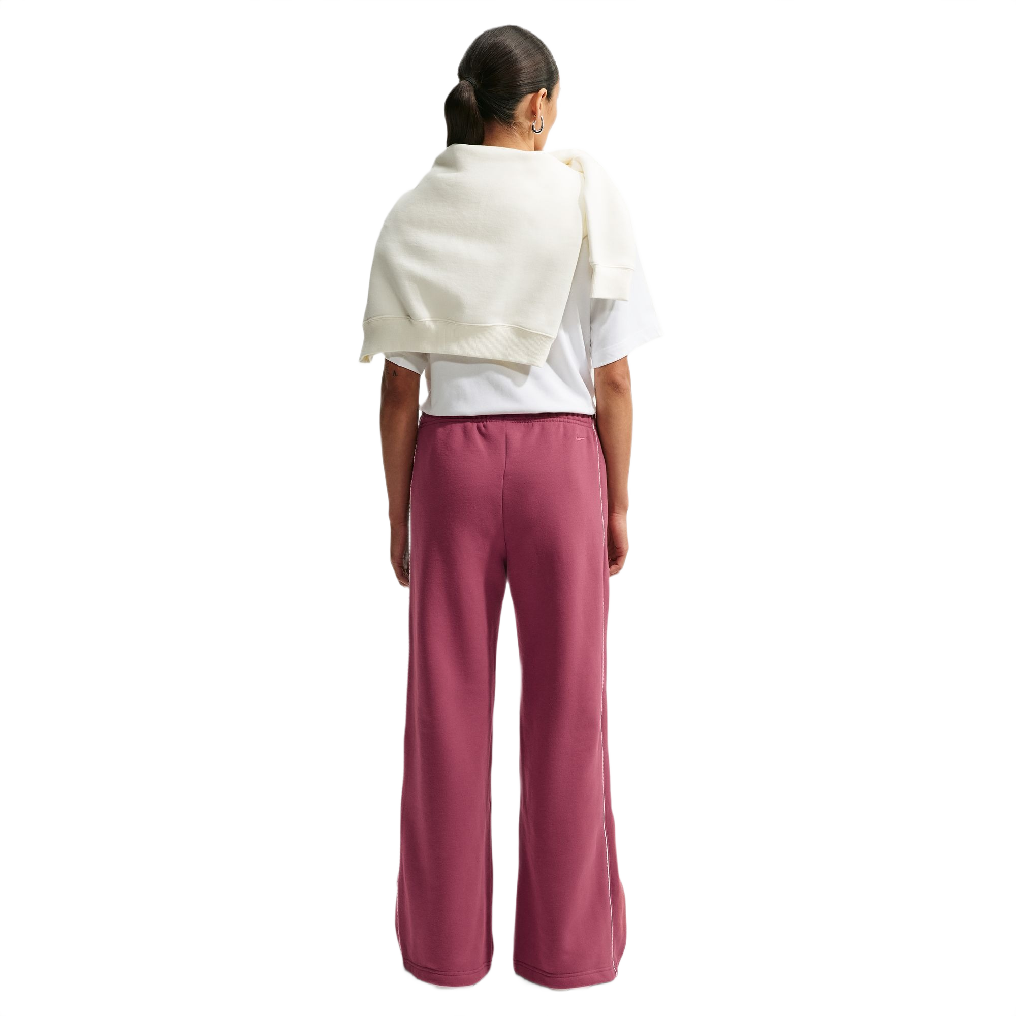Nike Women's Studio Fleece Medium Weight Mid-Rise Wide-Leg Pants - PINK