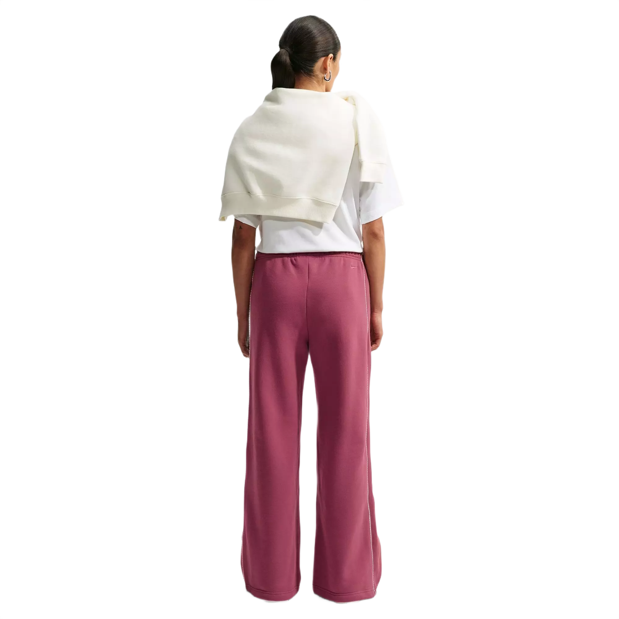 Nike Women's Studio Fleece Medium Weight Mid-Rise Wide-Leg Pants - PINK