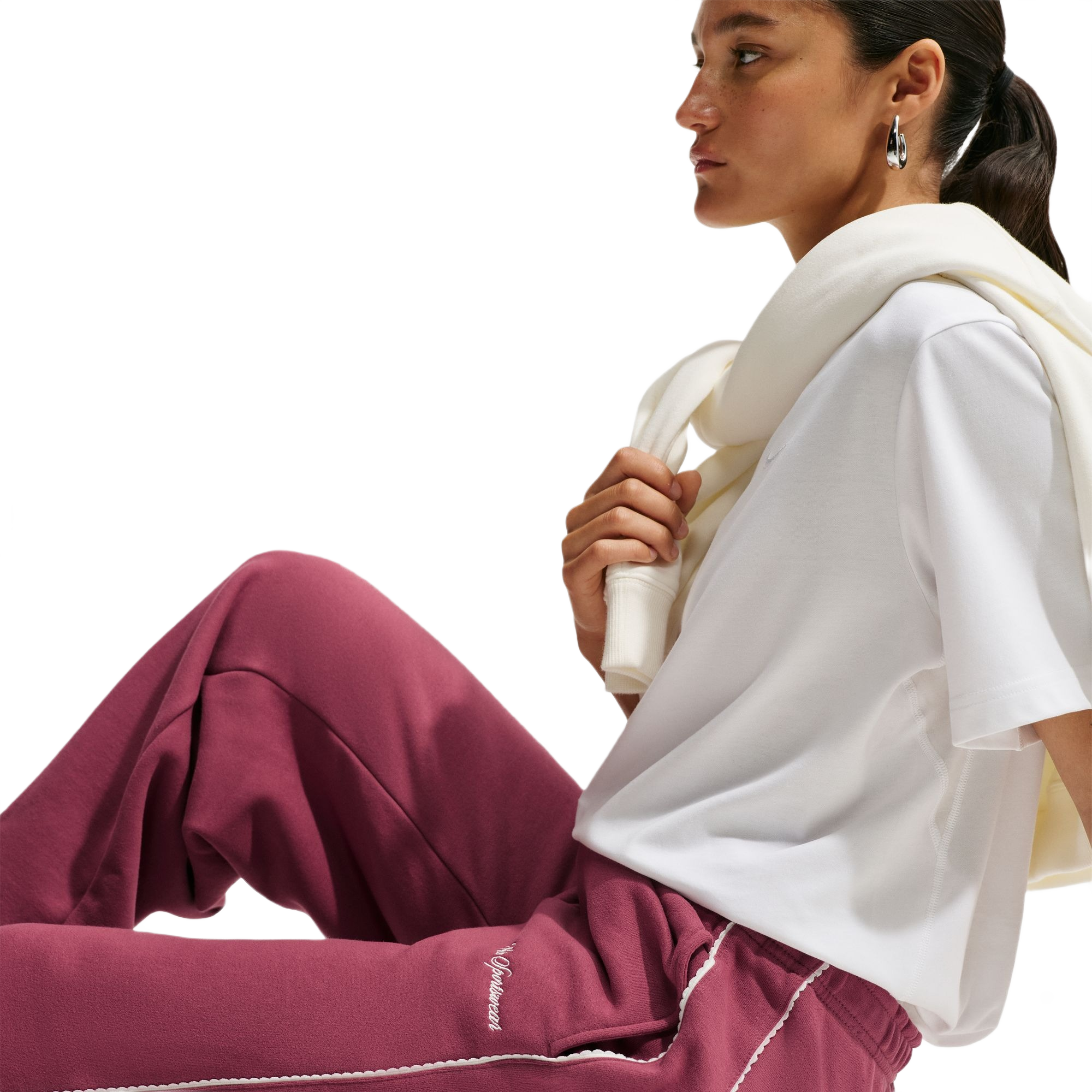 Nike Women's Studio Fleece Medium Weight Mid-Rise Wide-Leg Pants - PINK