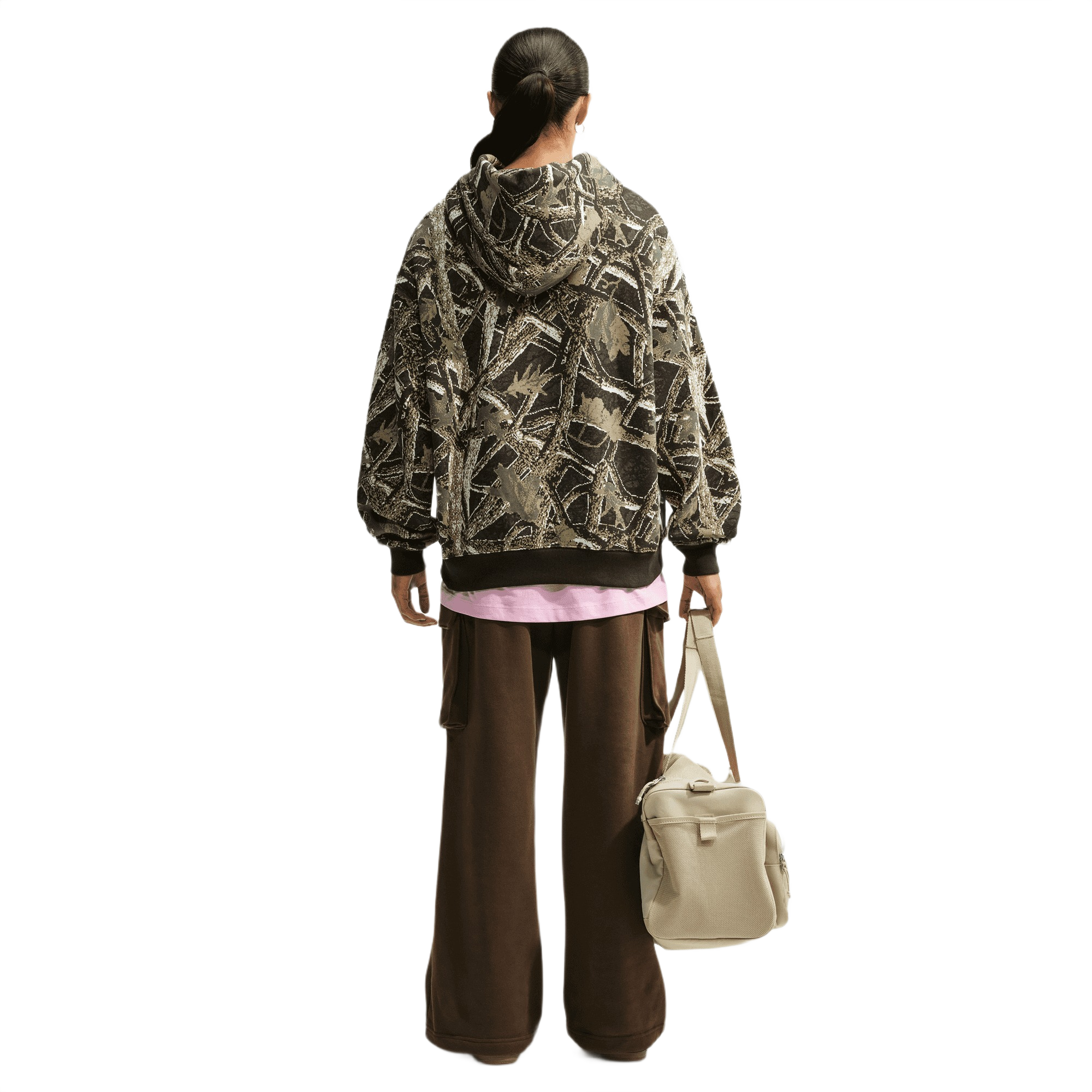 Nike Women's Studio Fleece Medium Weight Oversized Pullover Hoodie - CAMOUFLAGE