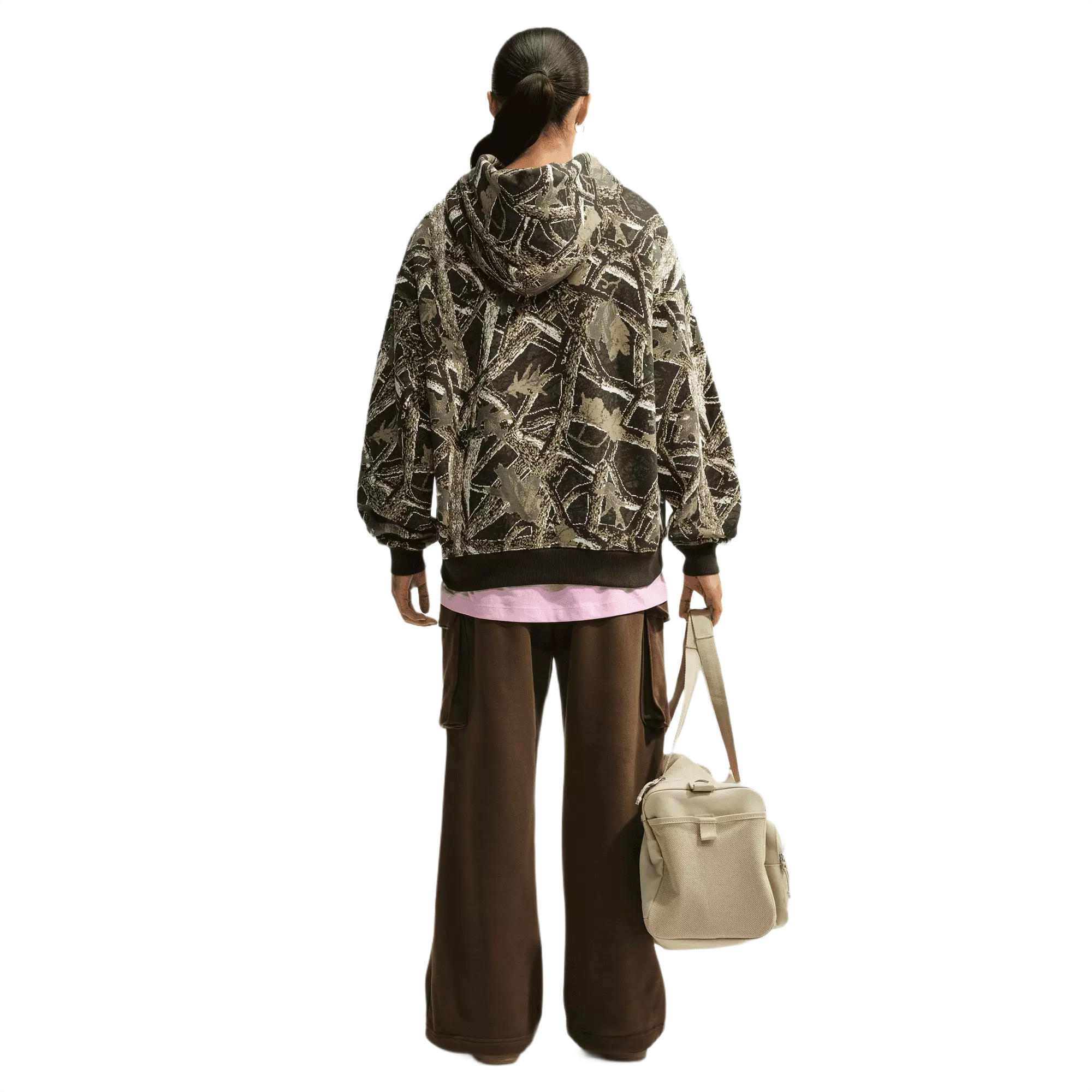 Nike Women's Studio Fleece Medium Weight Oversized Pullover Hoodie - CAMOUFLAGE