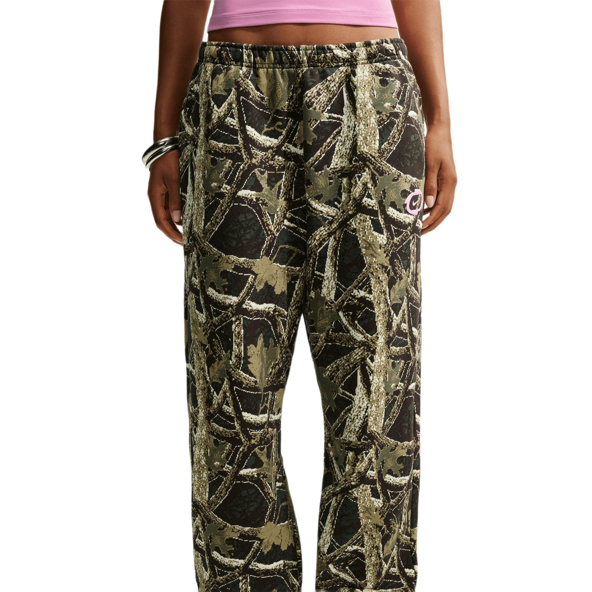 Nike Women's Studio Fleece Medium Weight High-Rise Oversized Cuffed Pants - CAMOUFLAGE