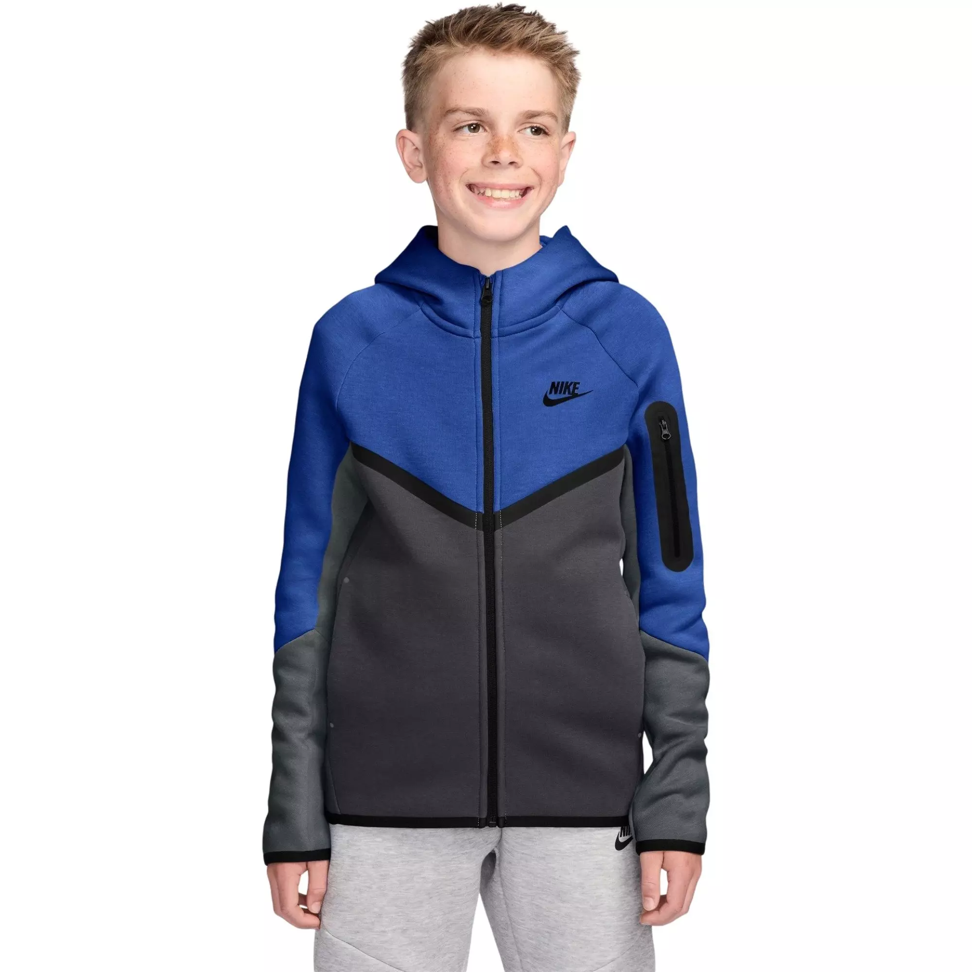 Nike Big Boys' Sportswear Tech Fleece Full-Zip Jacket - Blue - BLUE
