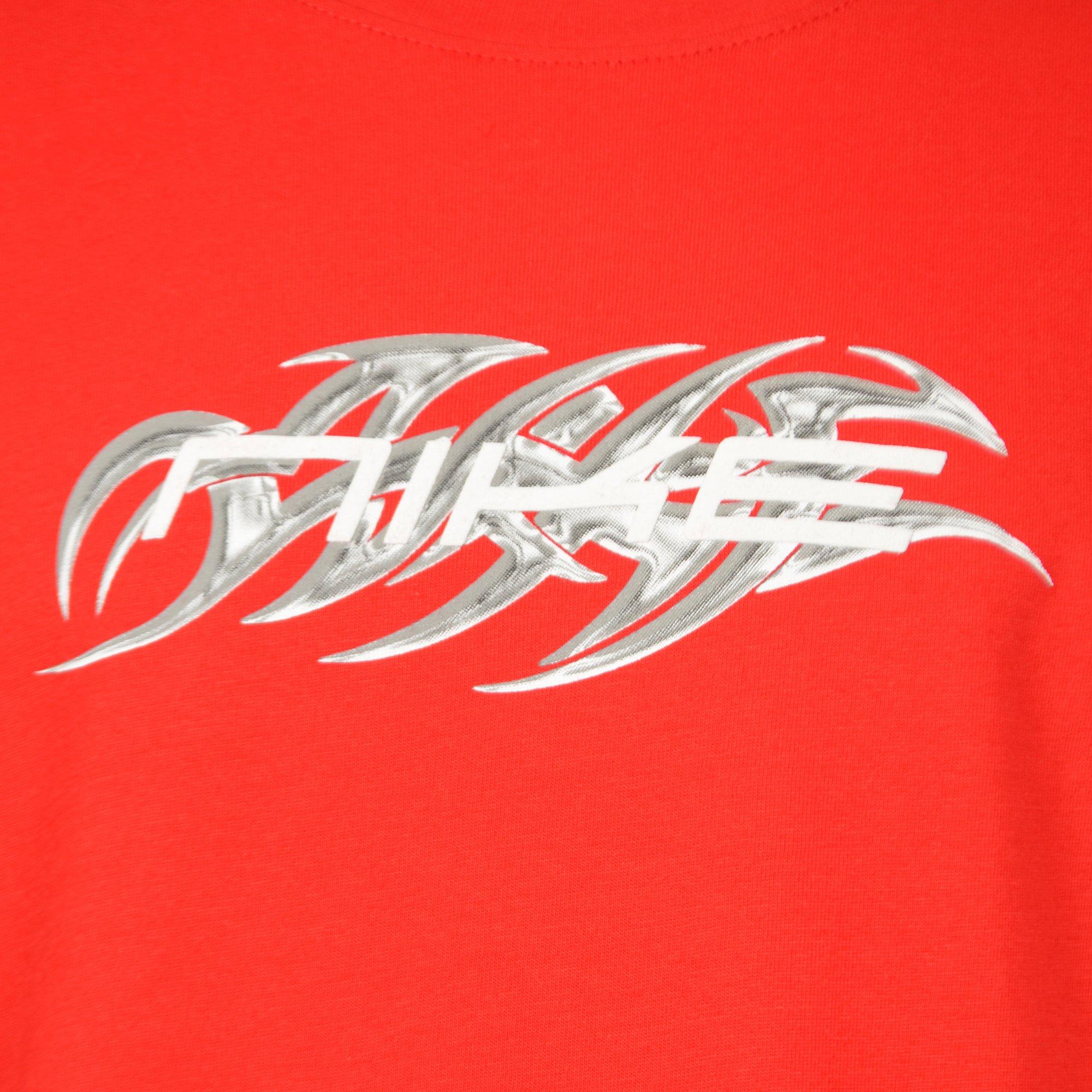 Y2K METALLIC TEE - RED/WHITE