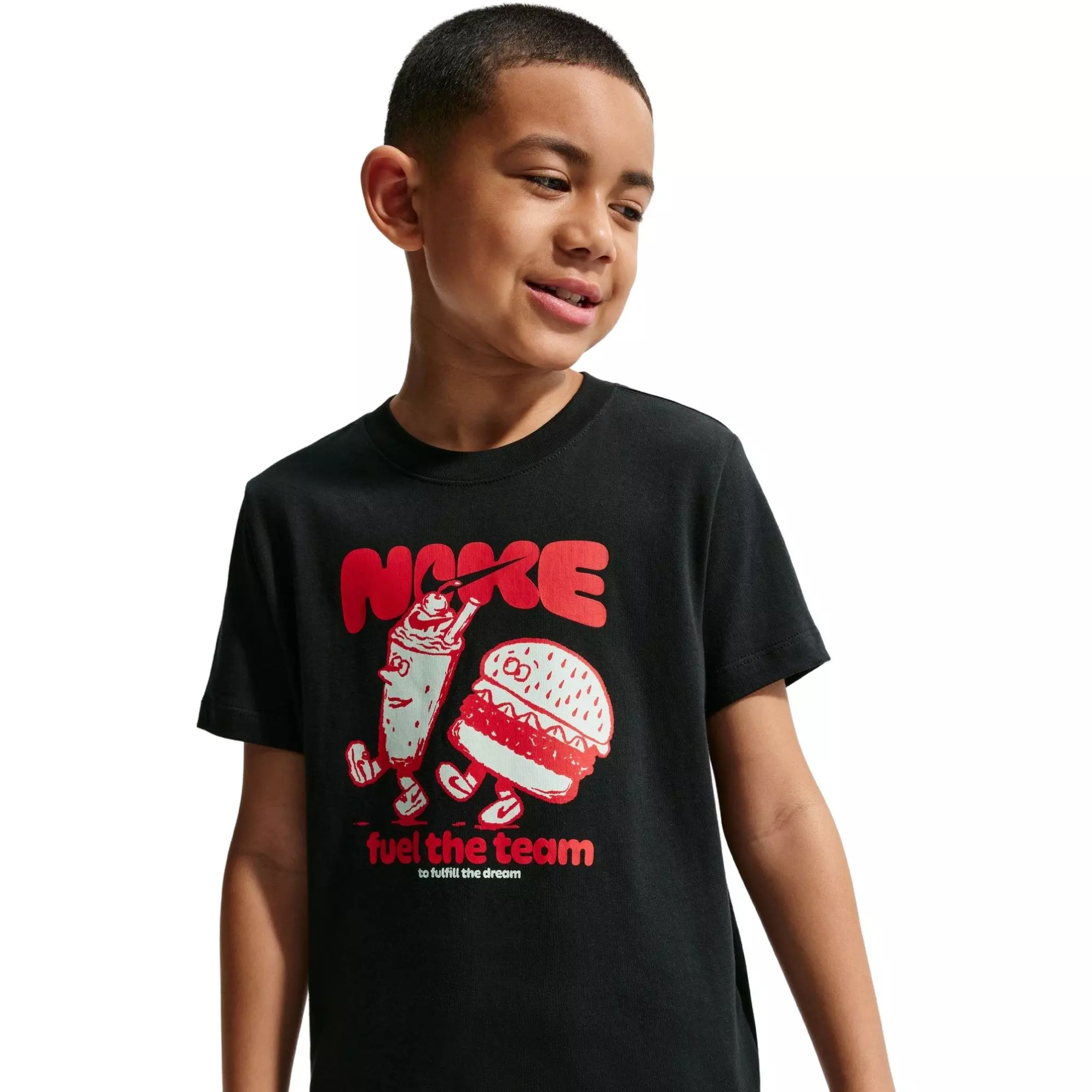 Nike Big Boys' Sportswear Burger Fuel Graphic Tee - BLACK/RED