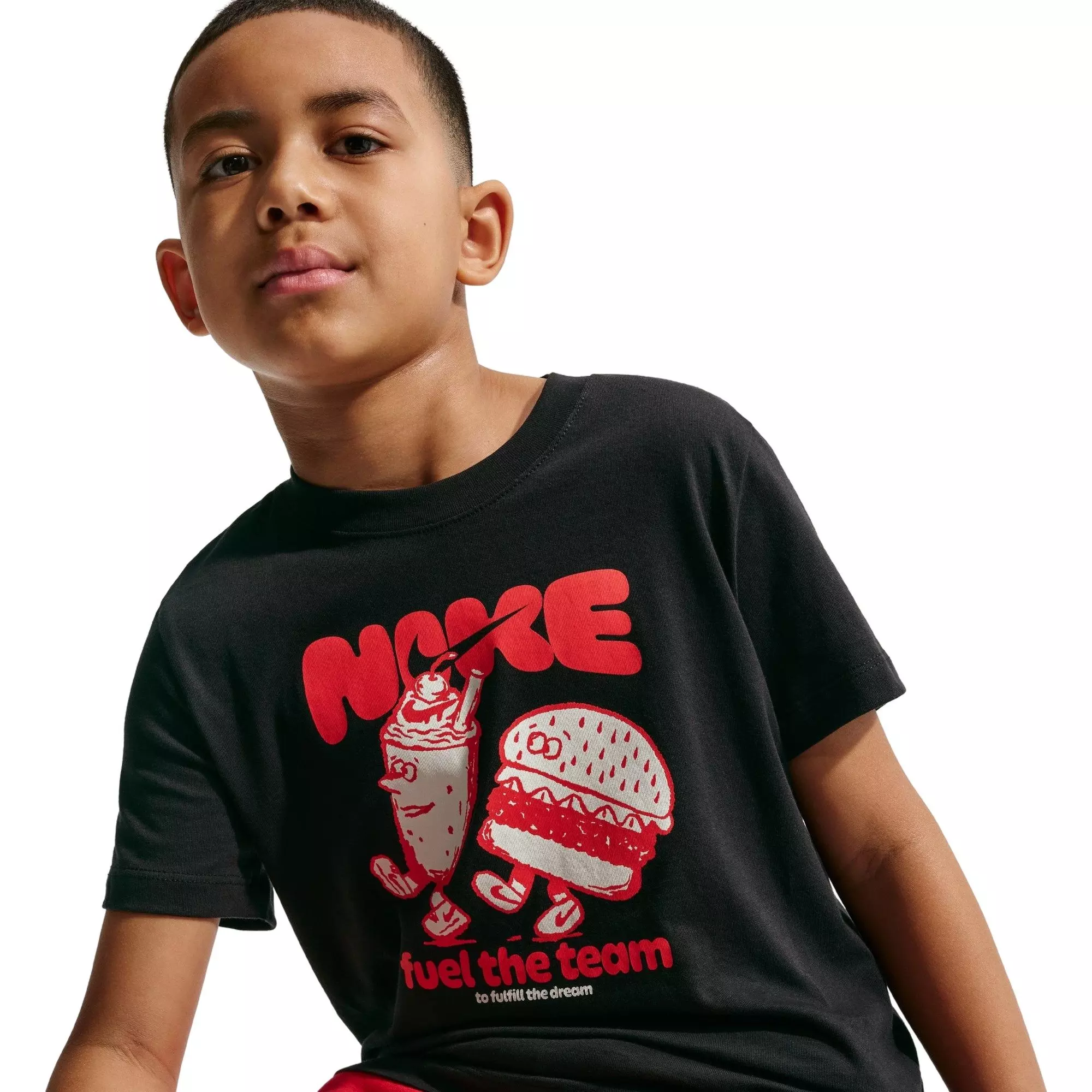Nike Big Boys' Sportswear Burger Fuel Graphic Tee - BLACK/RED