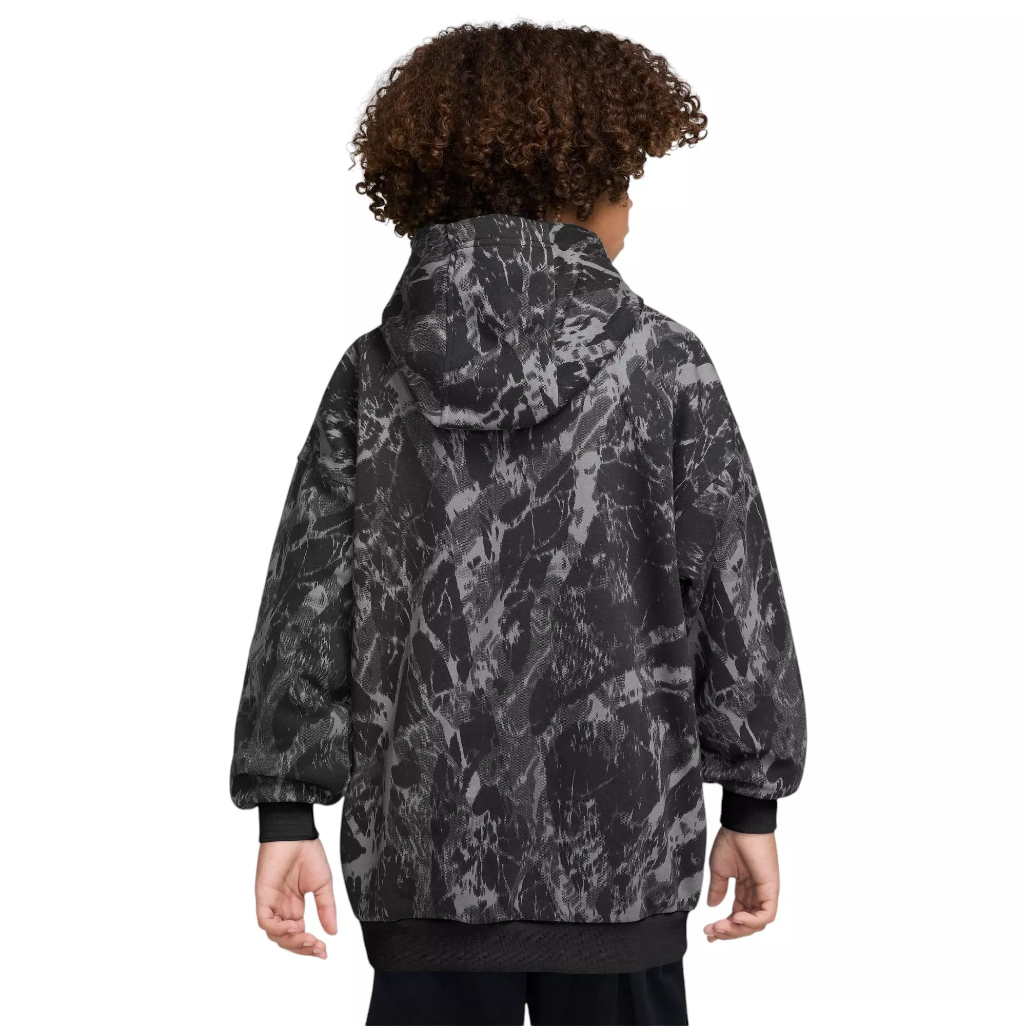 Nike Ja Worst Nightmare Club Fleece Oversized Basketball Big Kids' Hoodie - BLACK/GREY