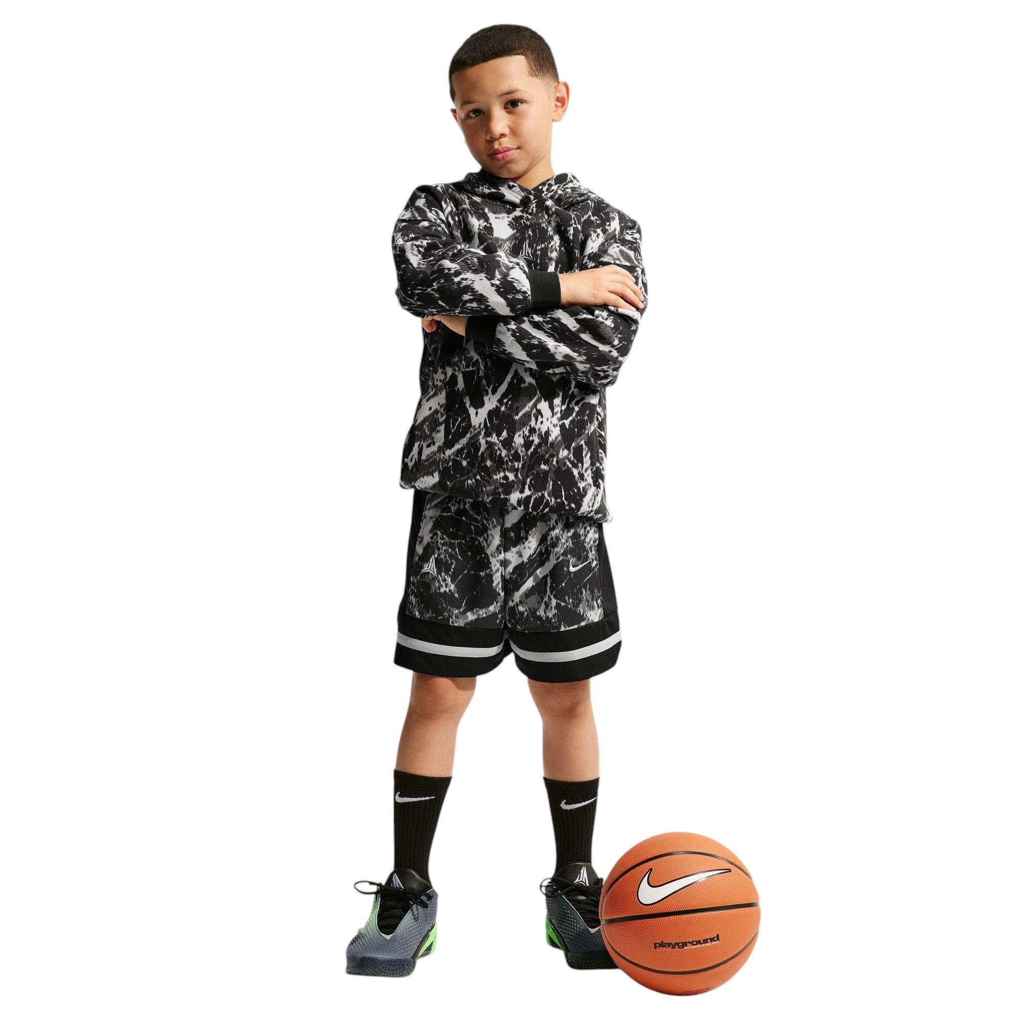 Nike Ja Worst Nightmare Club Fleece Oversized Basketball Big Kids' Hoodie - BLACK/GREY