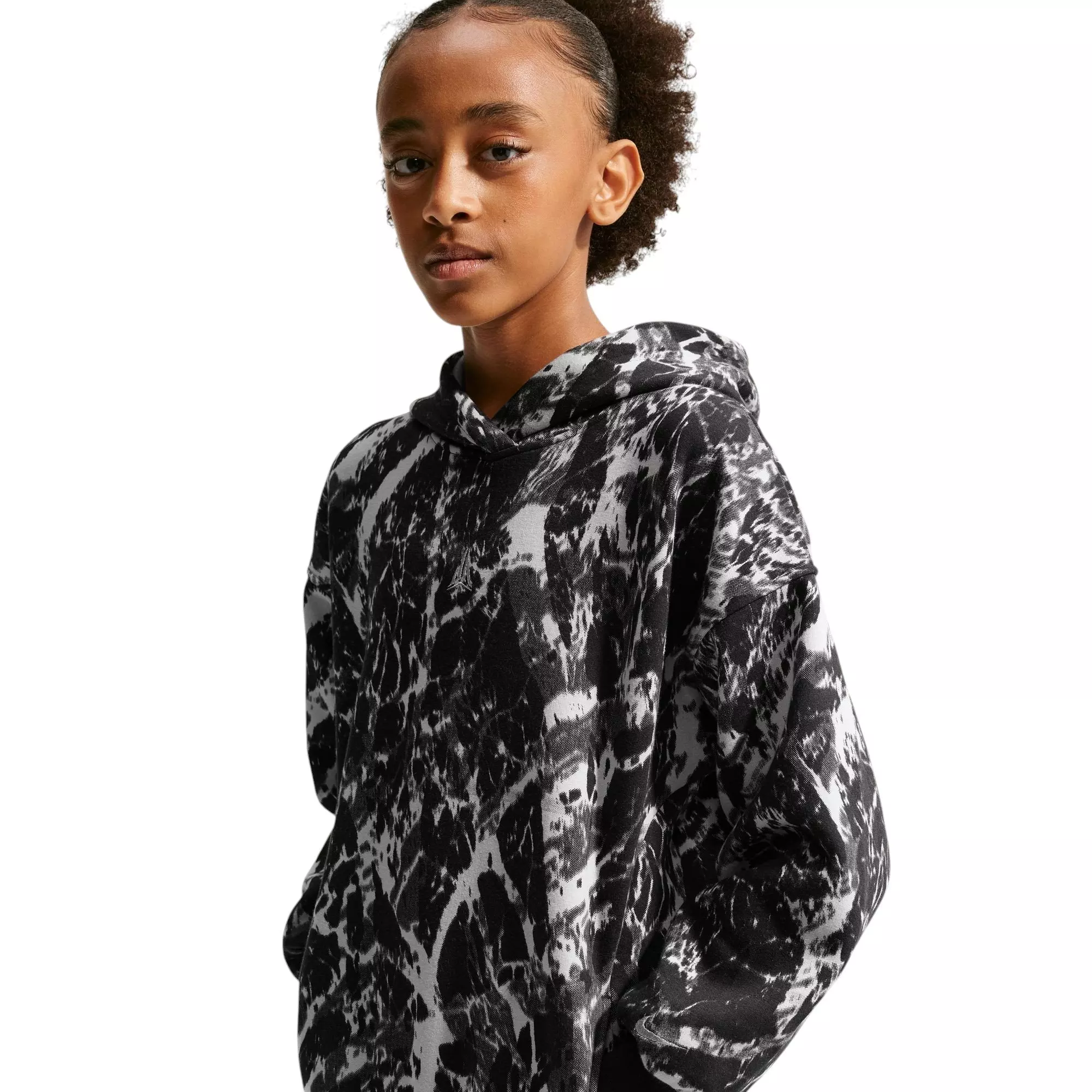 Nike Ja Worst Nightmare Club Fleece Oversized Basketball Big Kids' Hoodie - BLACK/GREY