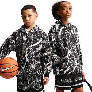 Nike Ja Worst Nightmare Club Fleece Oversized Basketball Big Kids' Hoodie - BLACK/GREY