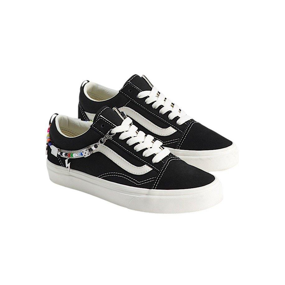 Vans Old Skool Charms "Black/White" Grade School Girls' Shoe - BLACK/WHITE
