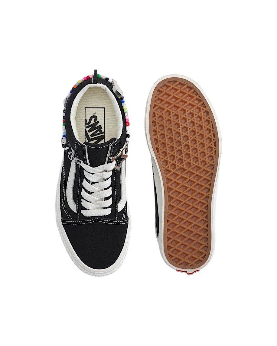 Vans Old Skool Charms "Black/White" Grade School Girls' Shoe - BLACK/WHITE