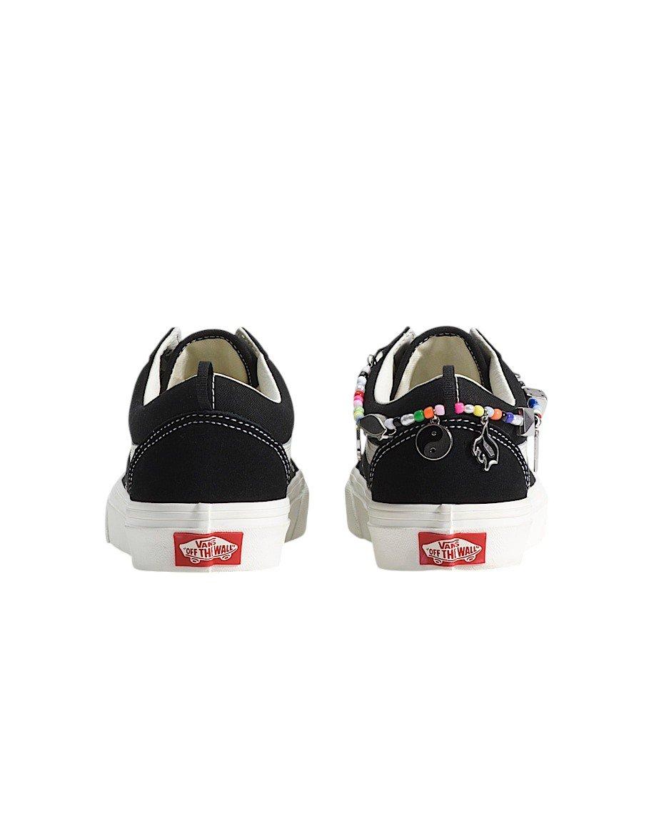 Vans Old Skool Charms "Black/White" Grade School Girls' Shoe - BLACK/WHITE