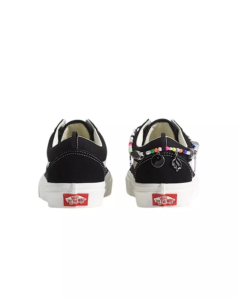 Vans Old Skool Charms "Black/White" Grade School Girls' Shoe - BLACK/WHITE